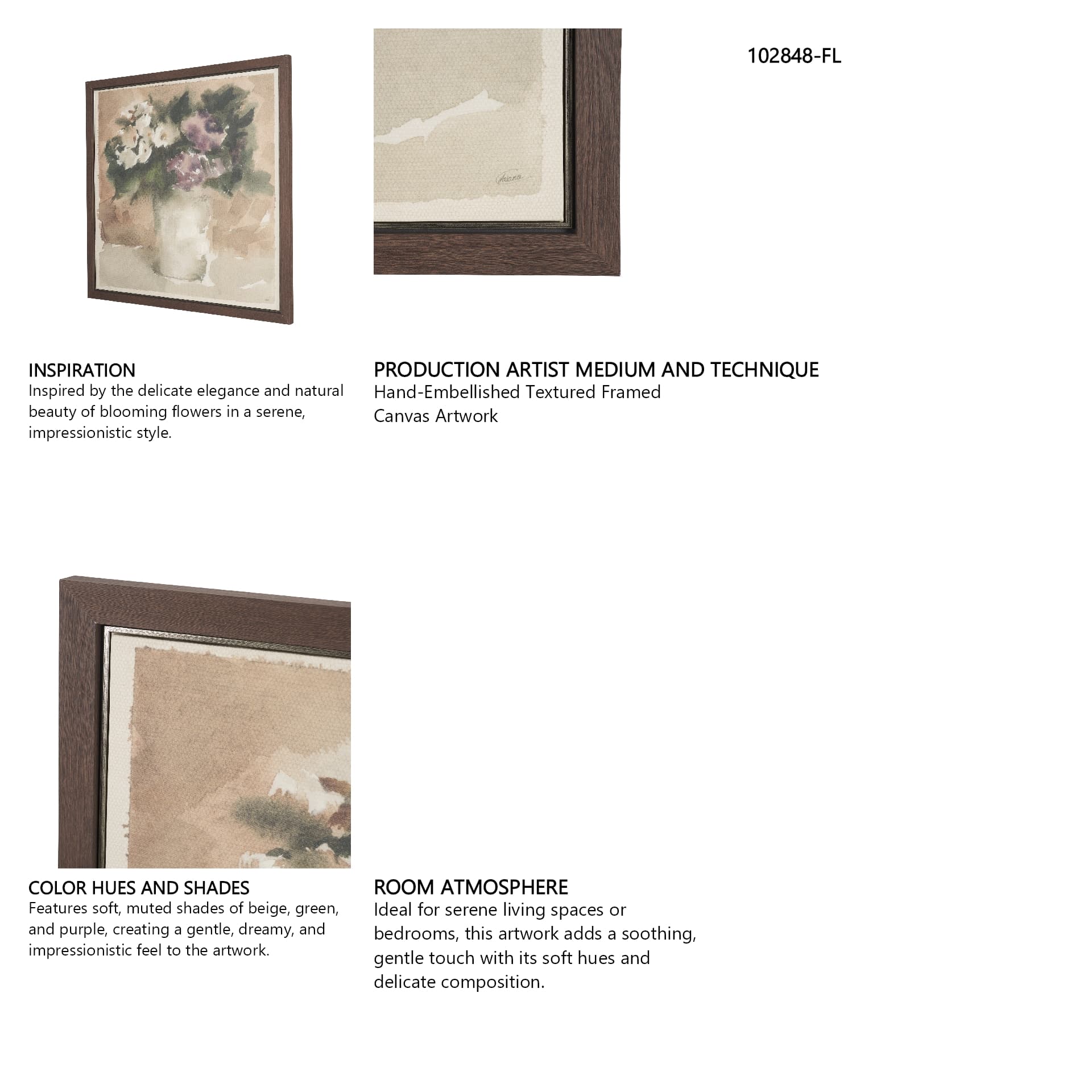 Violet by Mercana Studio Hand-Embellished Textured Framed Canvas Artwork — in a styled room