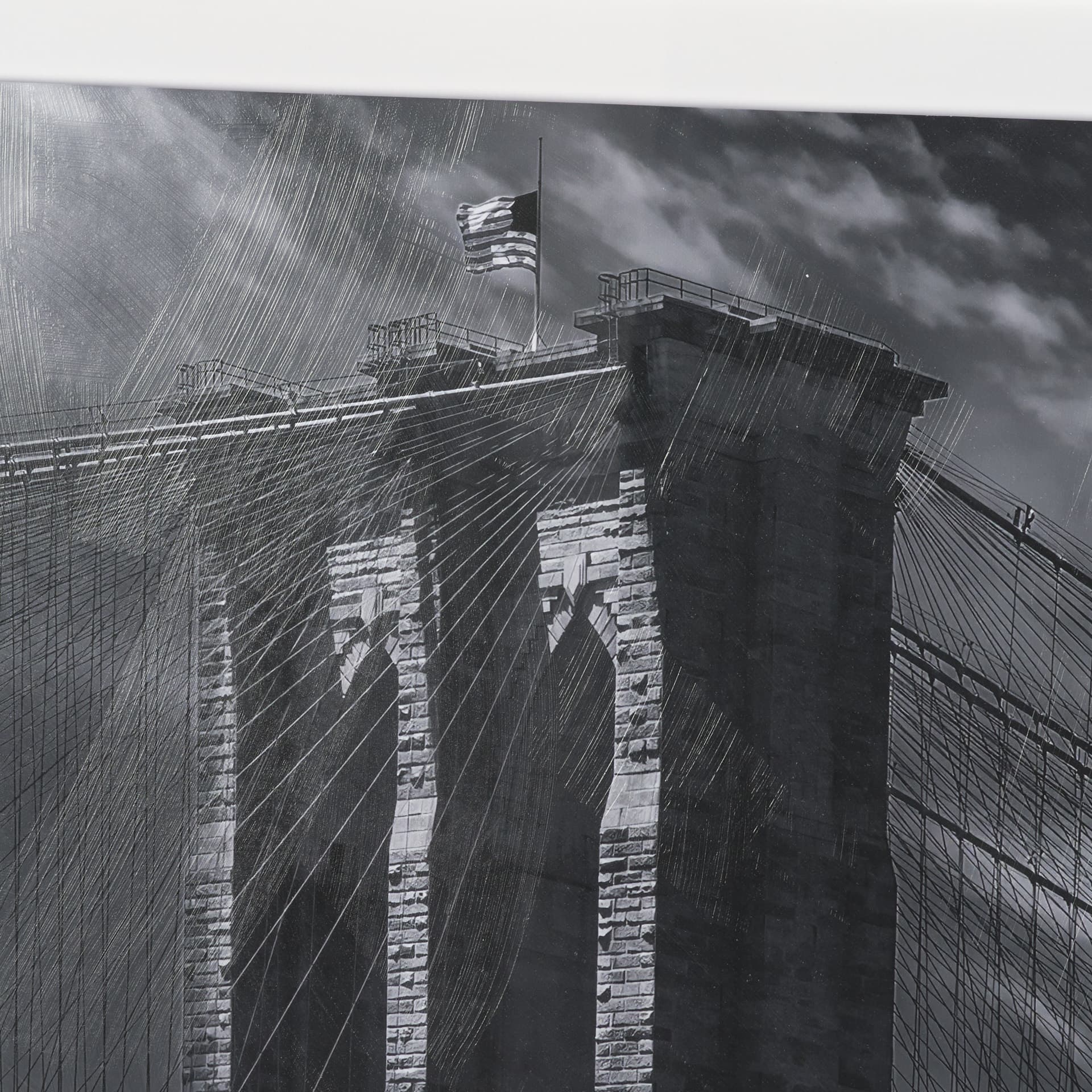 Brooklyn Bridge (Set of 3) by Richard Silver Textured Framed Art Print Matted under Glass — product photograph