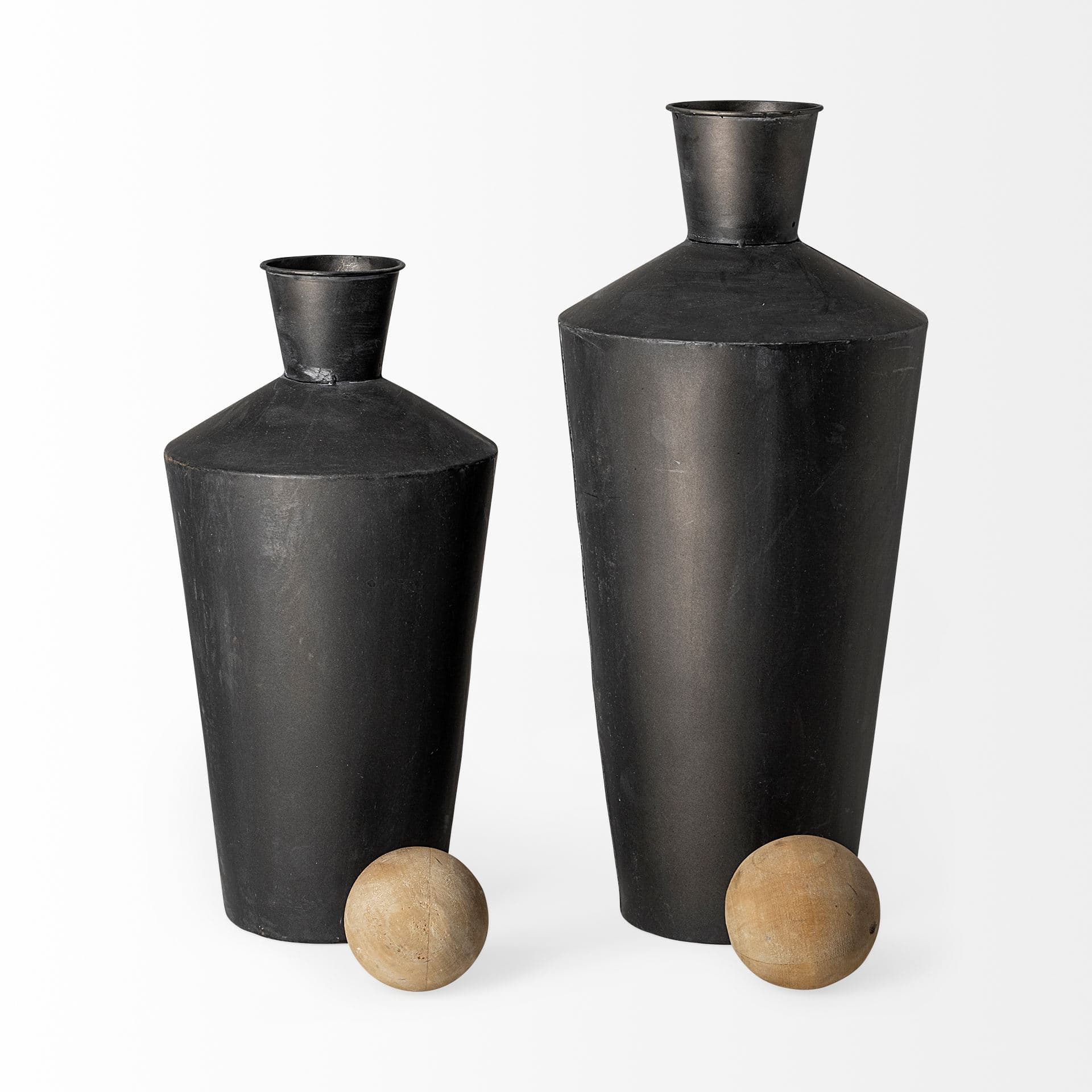 Asher Set of Two Black Metal Urns — product photograph