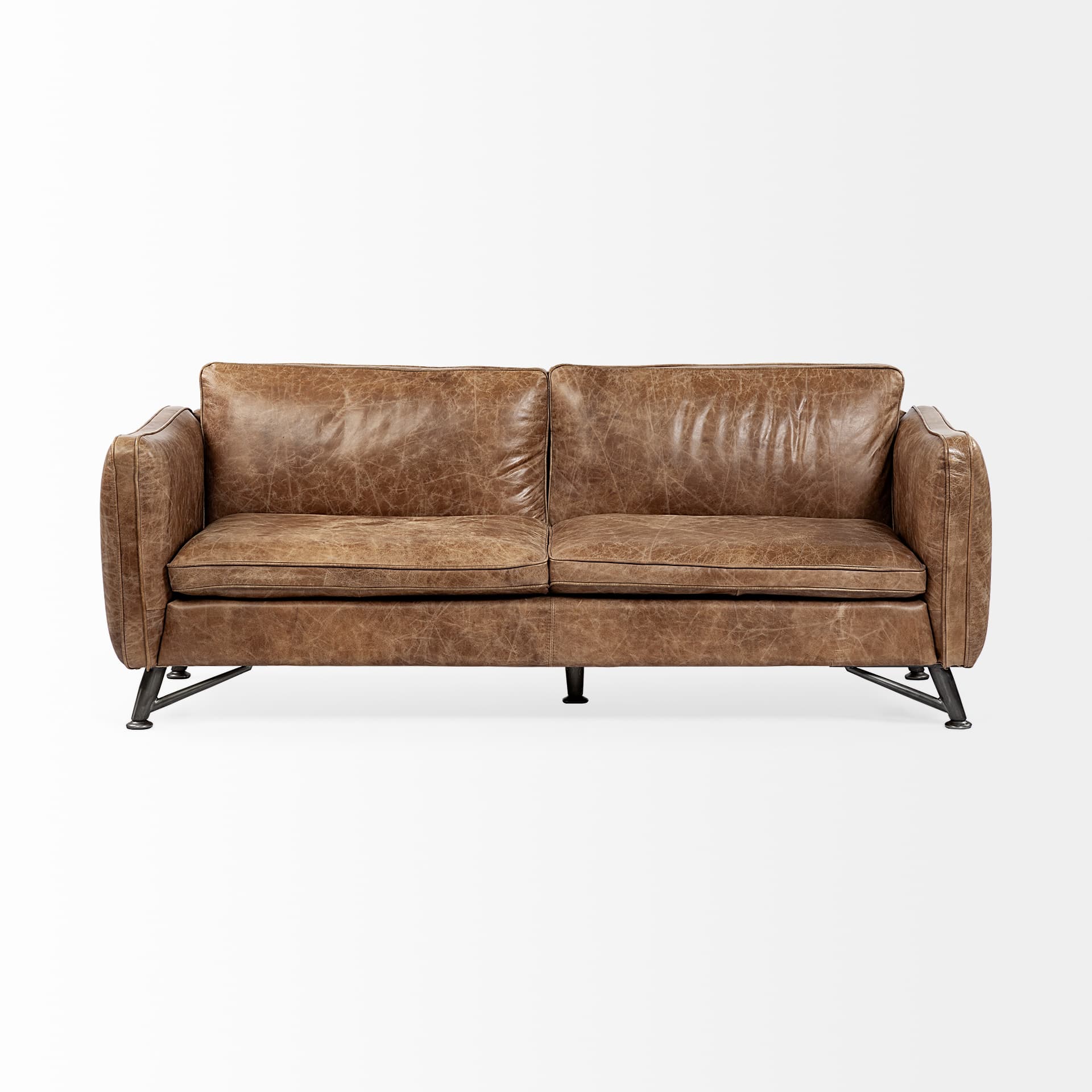 Cobain I 84" Brown Leather Two Seater Sofa — product photograph