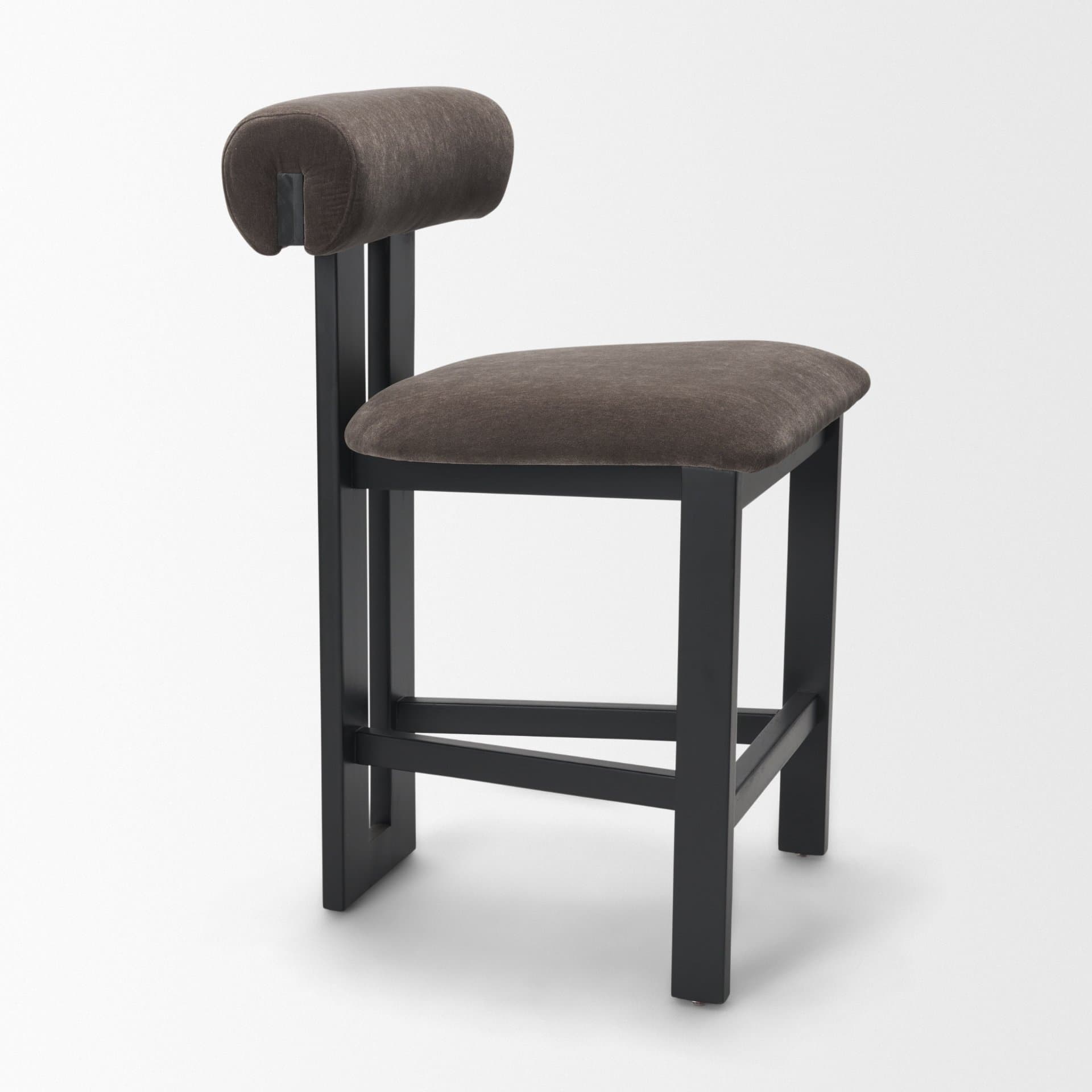 Tribeca Open Back 36.5in Seat Counter Stool | Charcoal Fabric w/ Wood — product photograph