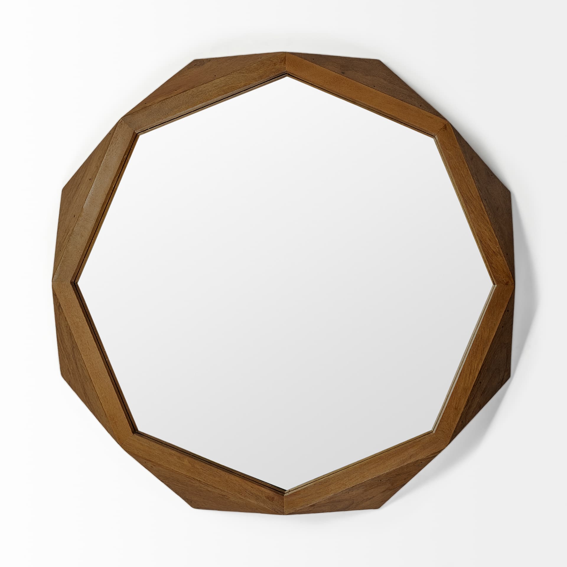 Aramis II 41L x 41H Octagon Brown Wood Frame Wall Mirror — product photograph