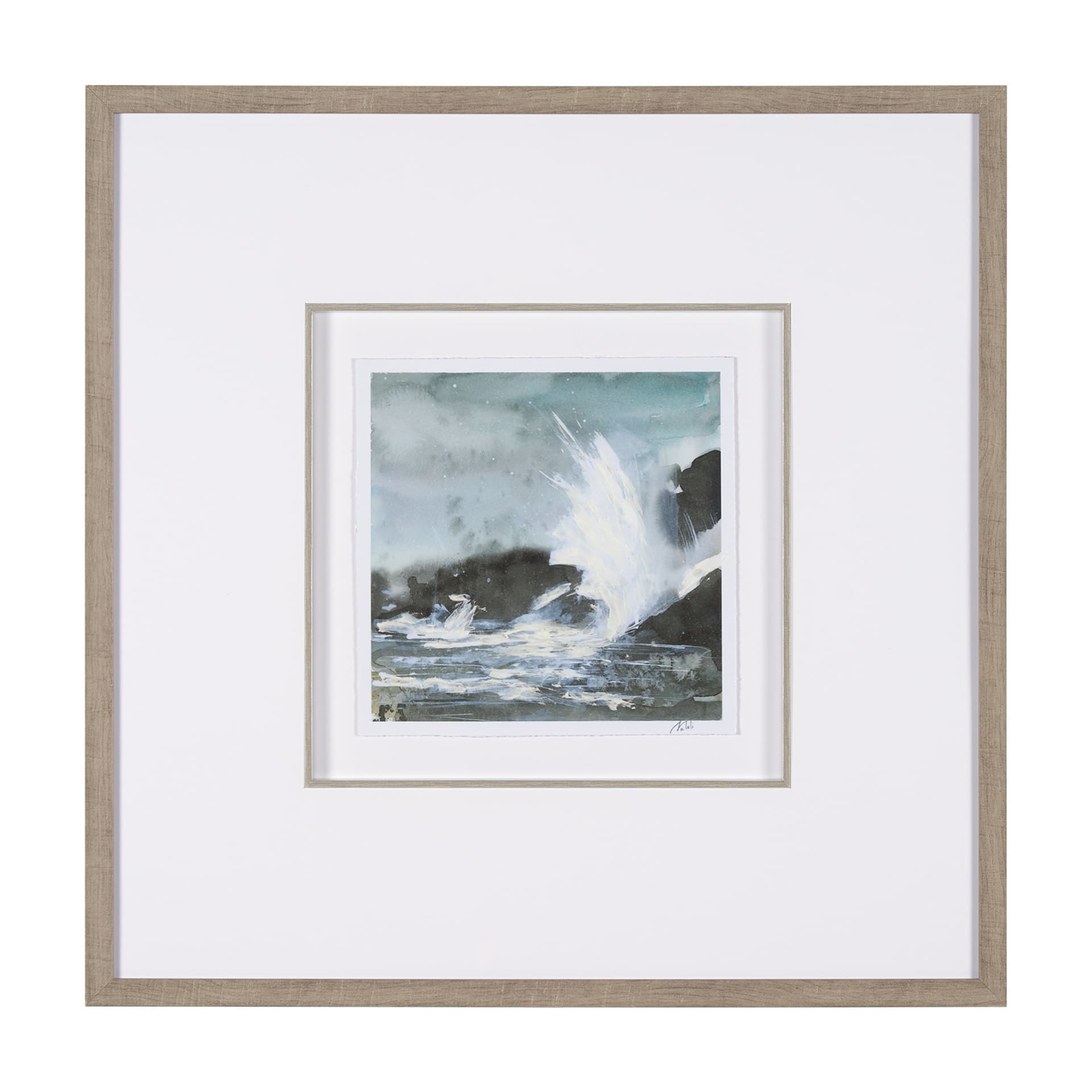 Stormy Coast V by Mercana Studio a Hand Embellished Framed Art Print Matted under Glass — product photograph