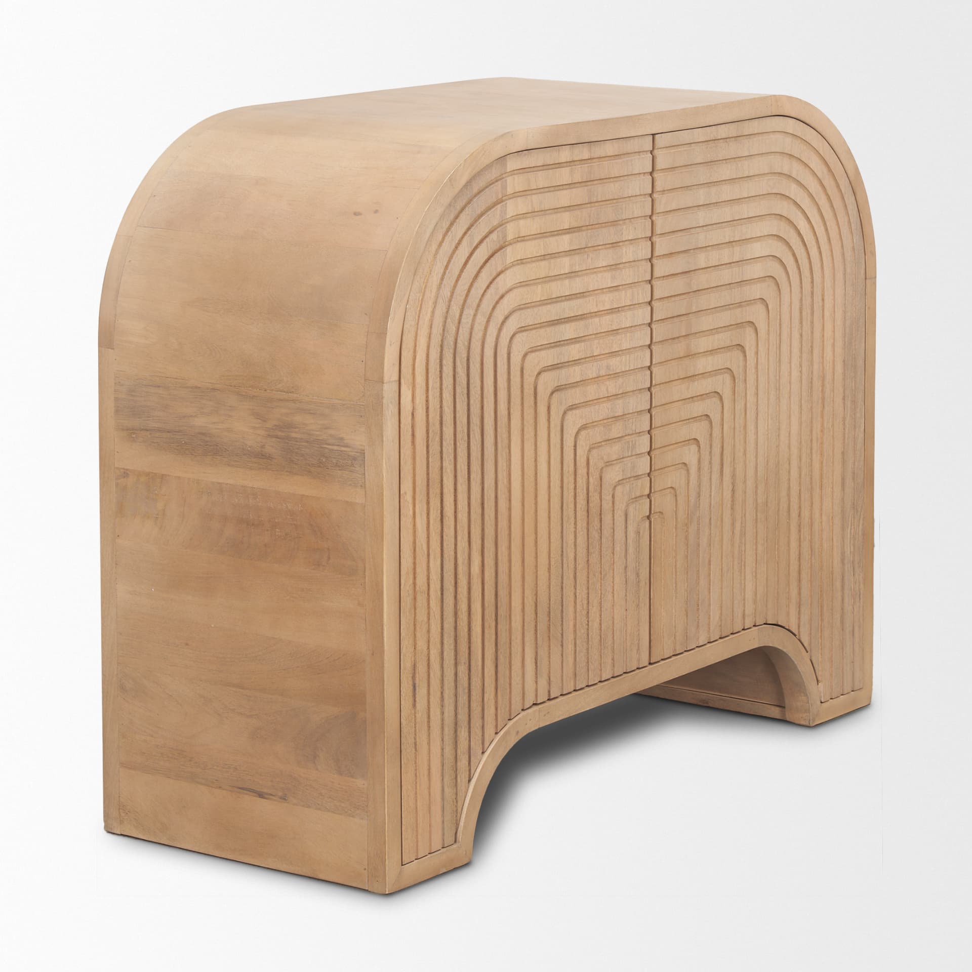 Sorina Reverse Fluted Light Brown Wood Accent Cabinet — product photograph
