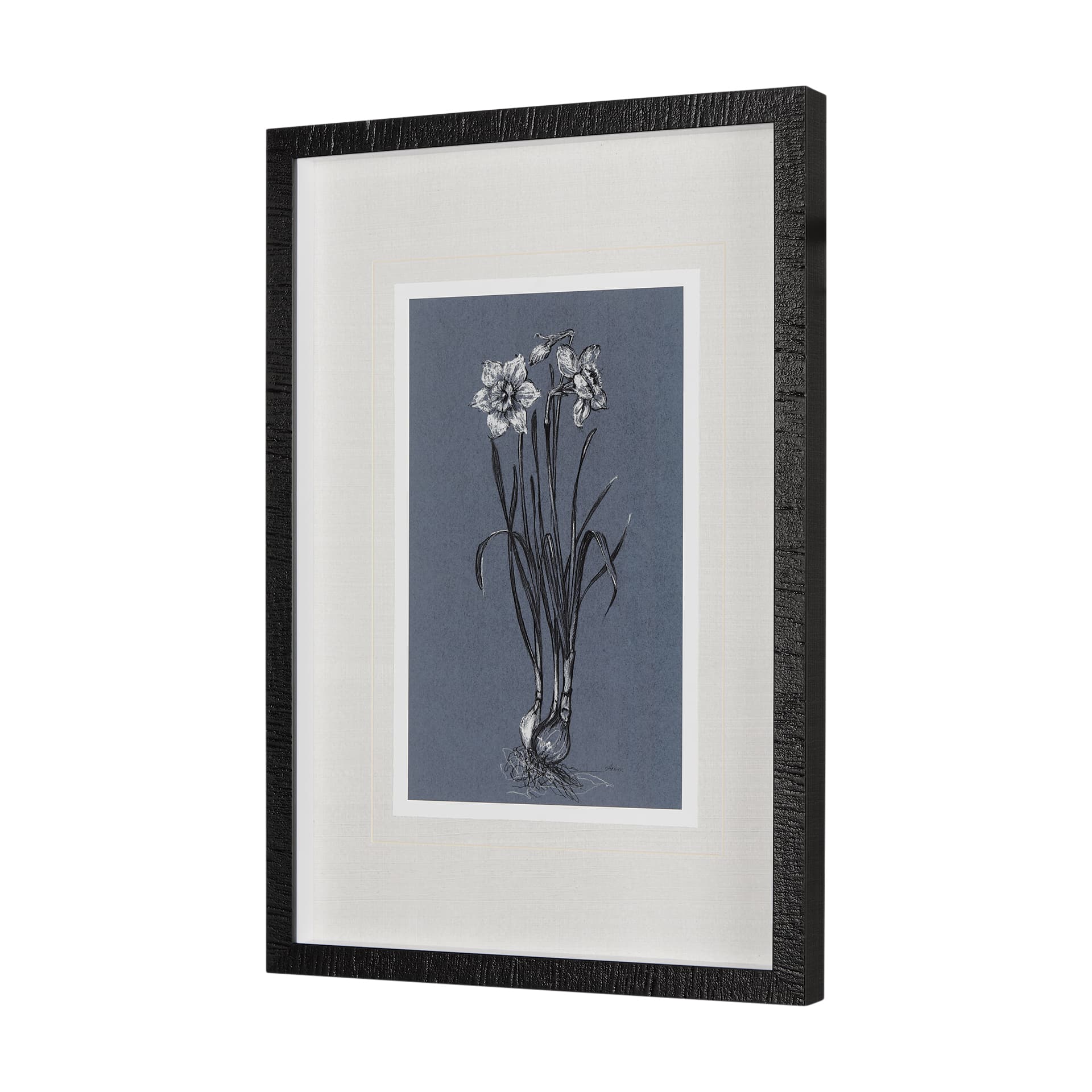 Botanical sketches I (Blue) by Mercana Studio Hand Embellished Framed Art Print Matted under Glass — product photograph