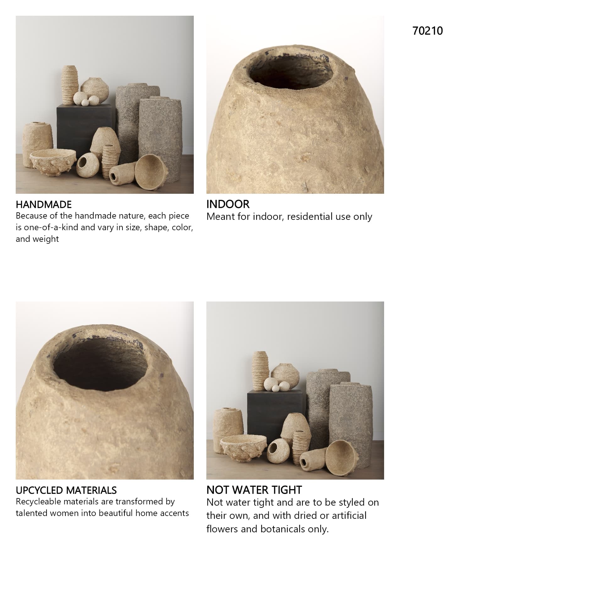 Rundal Small Beige Paper Mache Vase — in a styled room