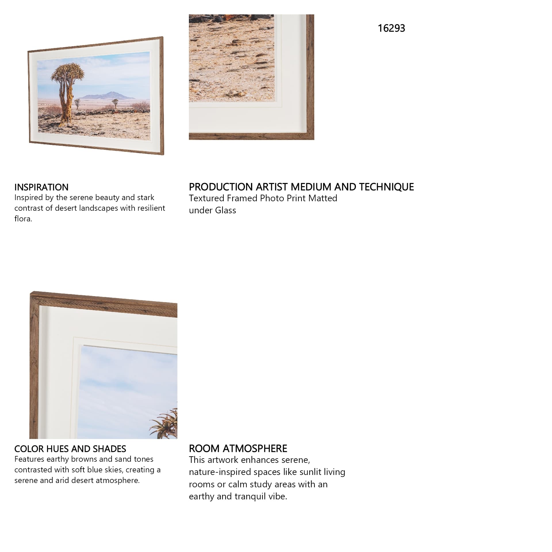 Namibia Tree in Desert by Richard Silver Textured Framed Photo Print Matted under Glass — product photograph