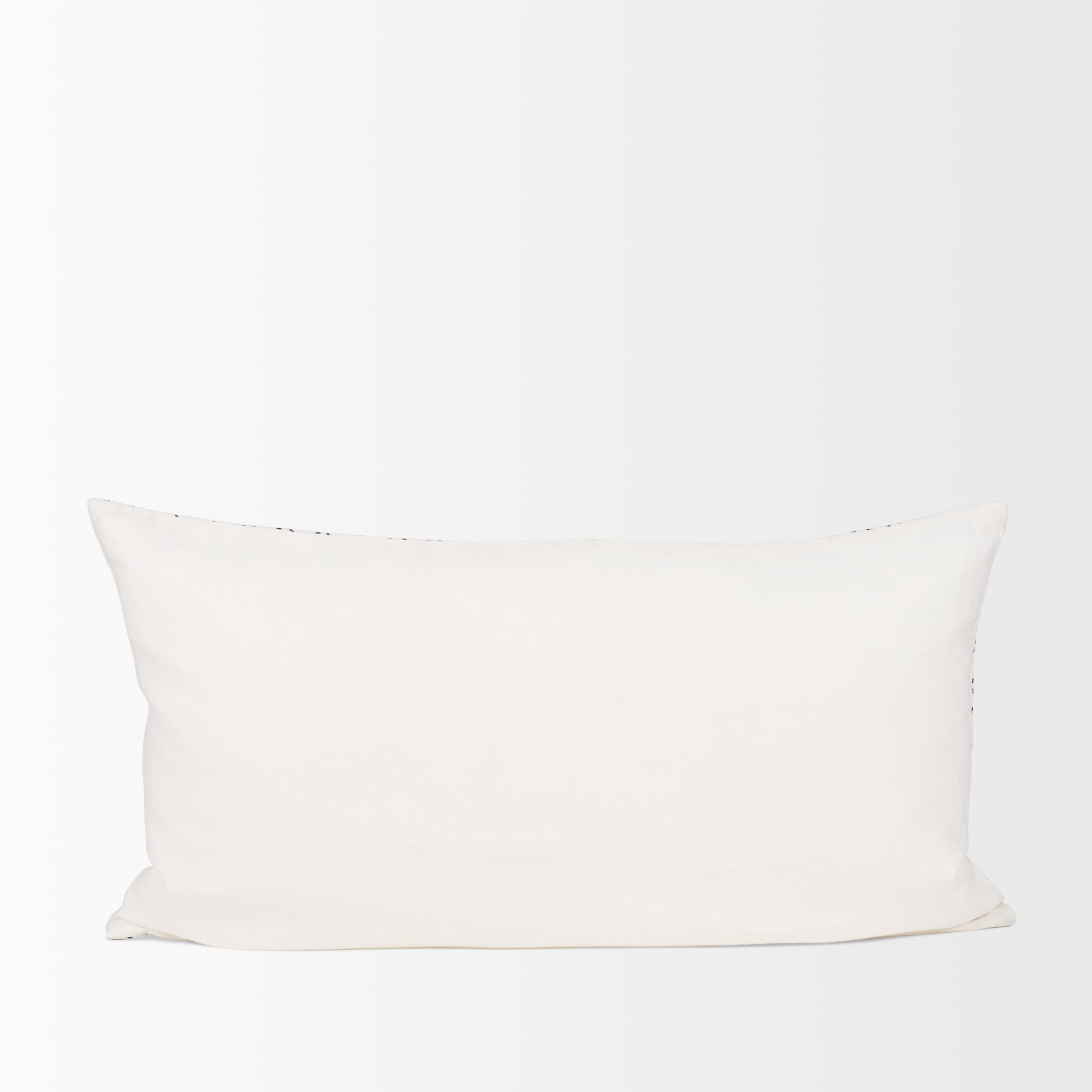 Jayden 14x26 Cream w/ Black Print Linen Lumbar Pillow Cover — product photograph