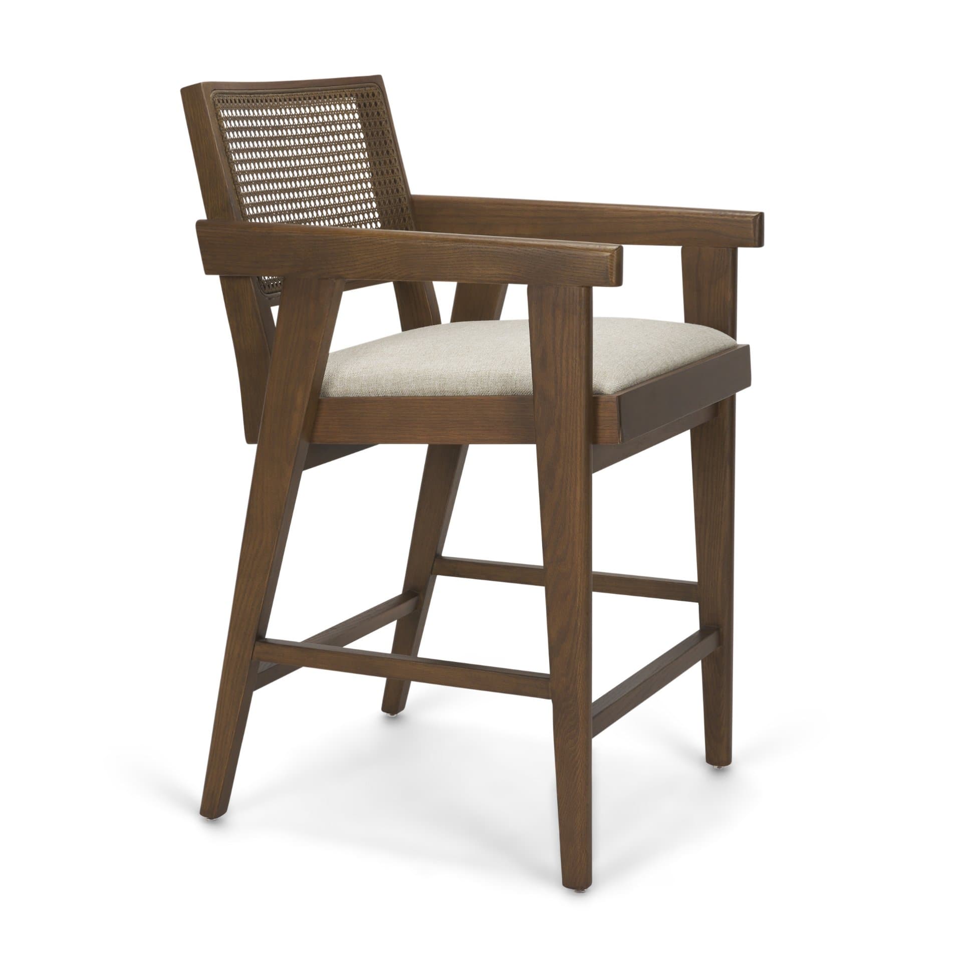 Reid Backless 38in Seat Counter Stool | Brown Wood w/ Cane Back — product photograph