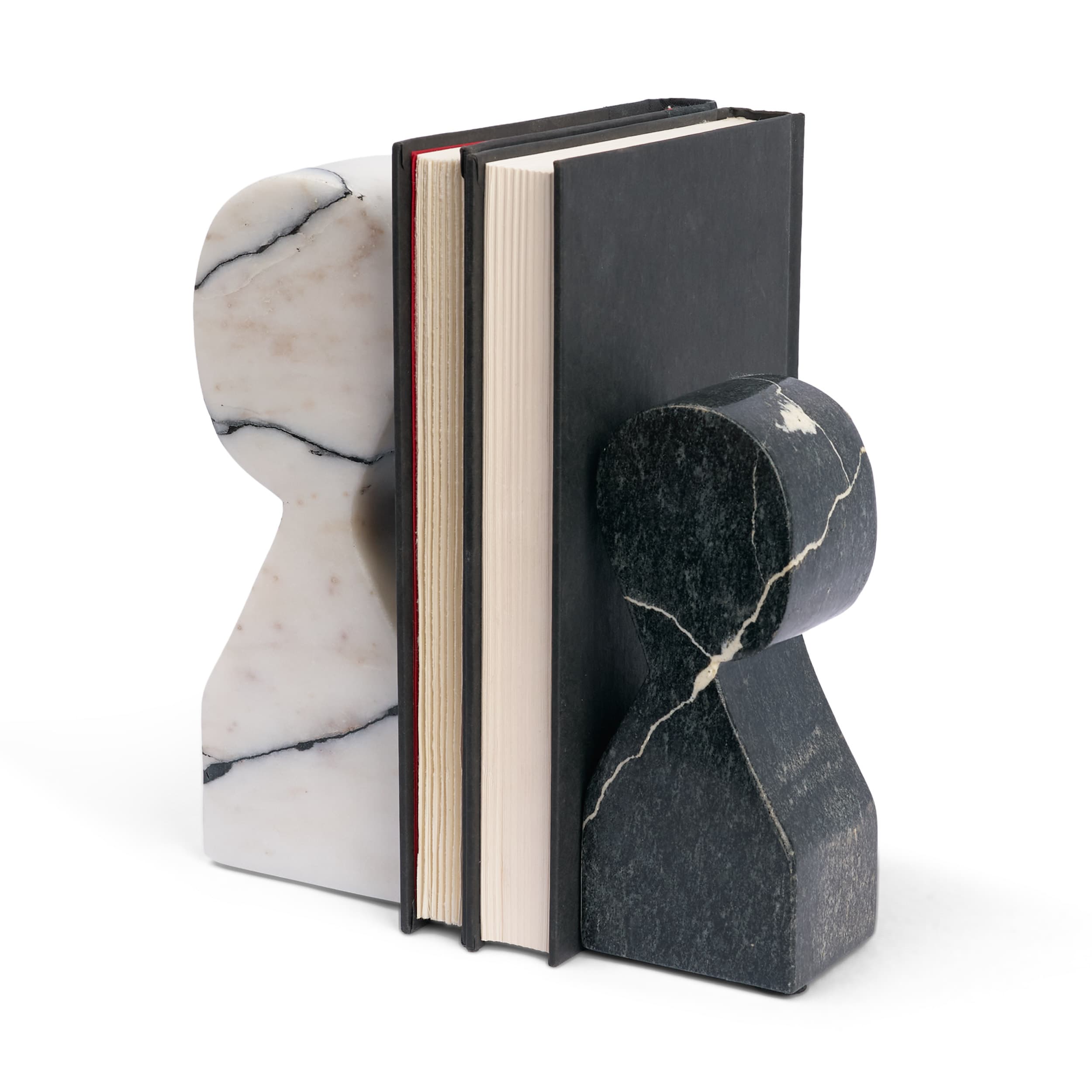 Shadow White & Black Marble Bookends — product photograph