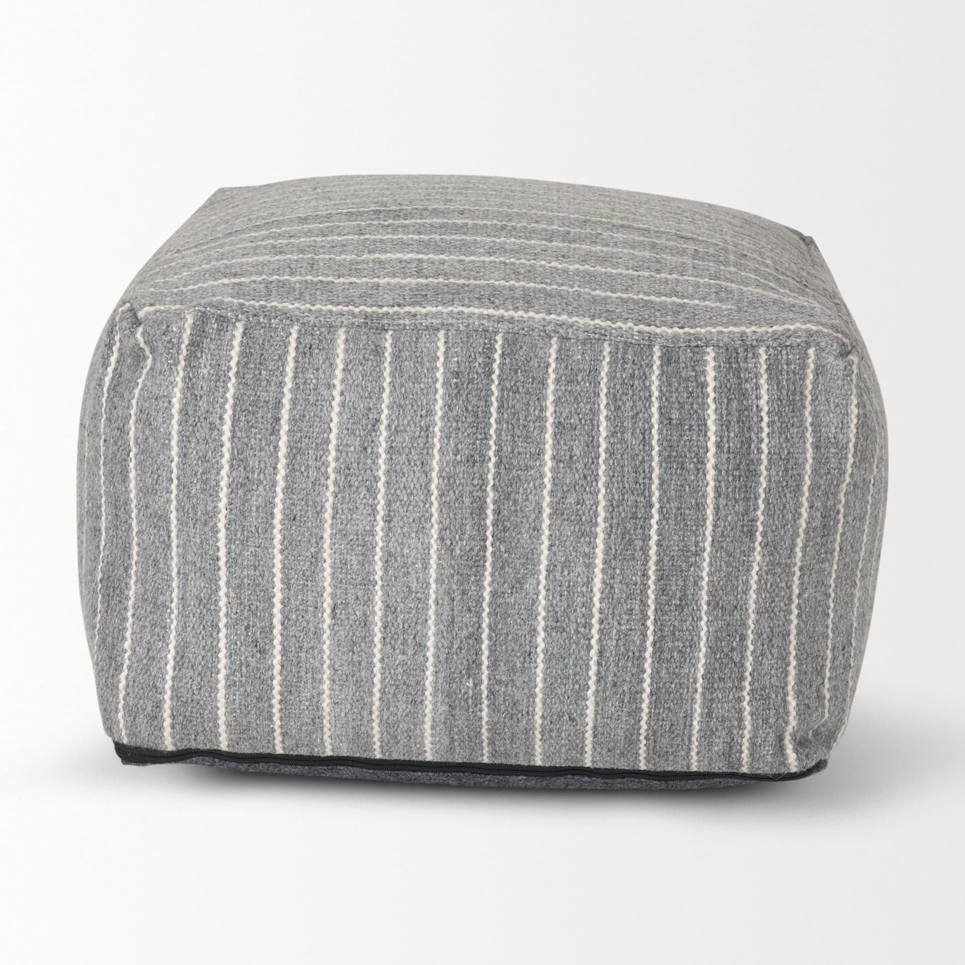 Kensie Large Blue Striped Pouf — product photograph