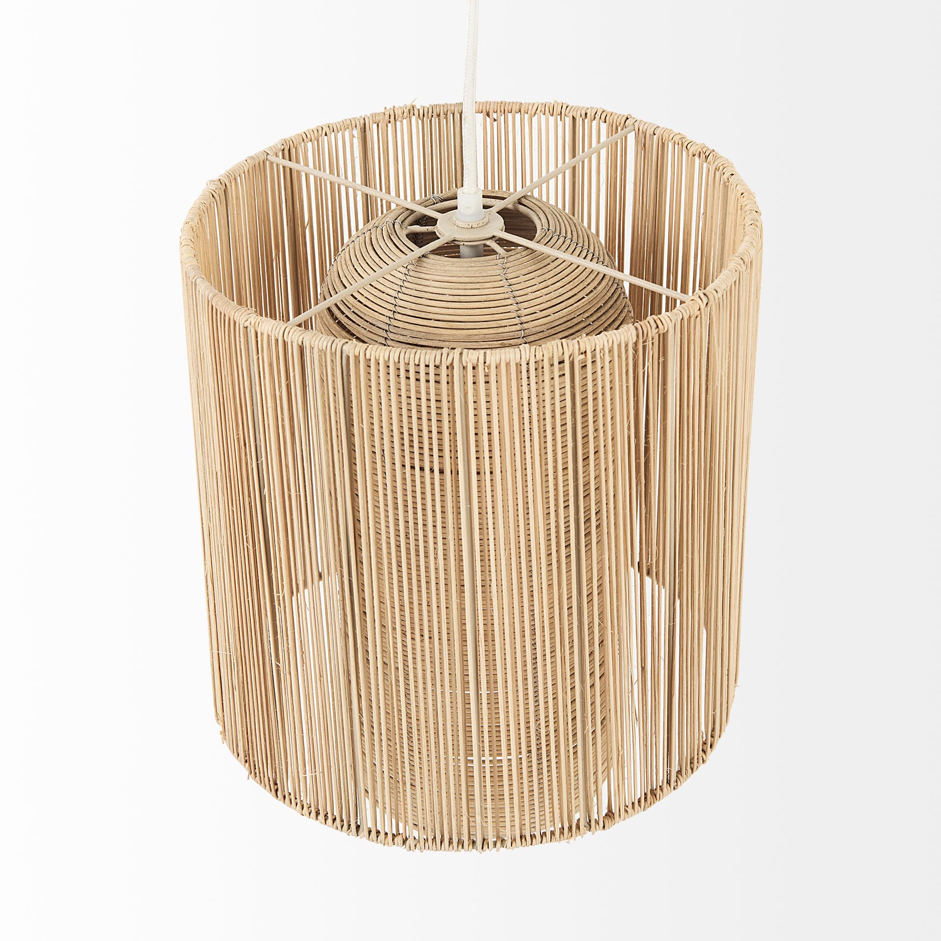 Aviario 14.2 L x 14.2 W x 14.2 H Natural Cane Cylindrical Pendant Light — product photograph