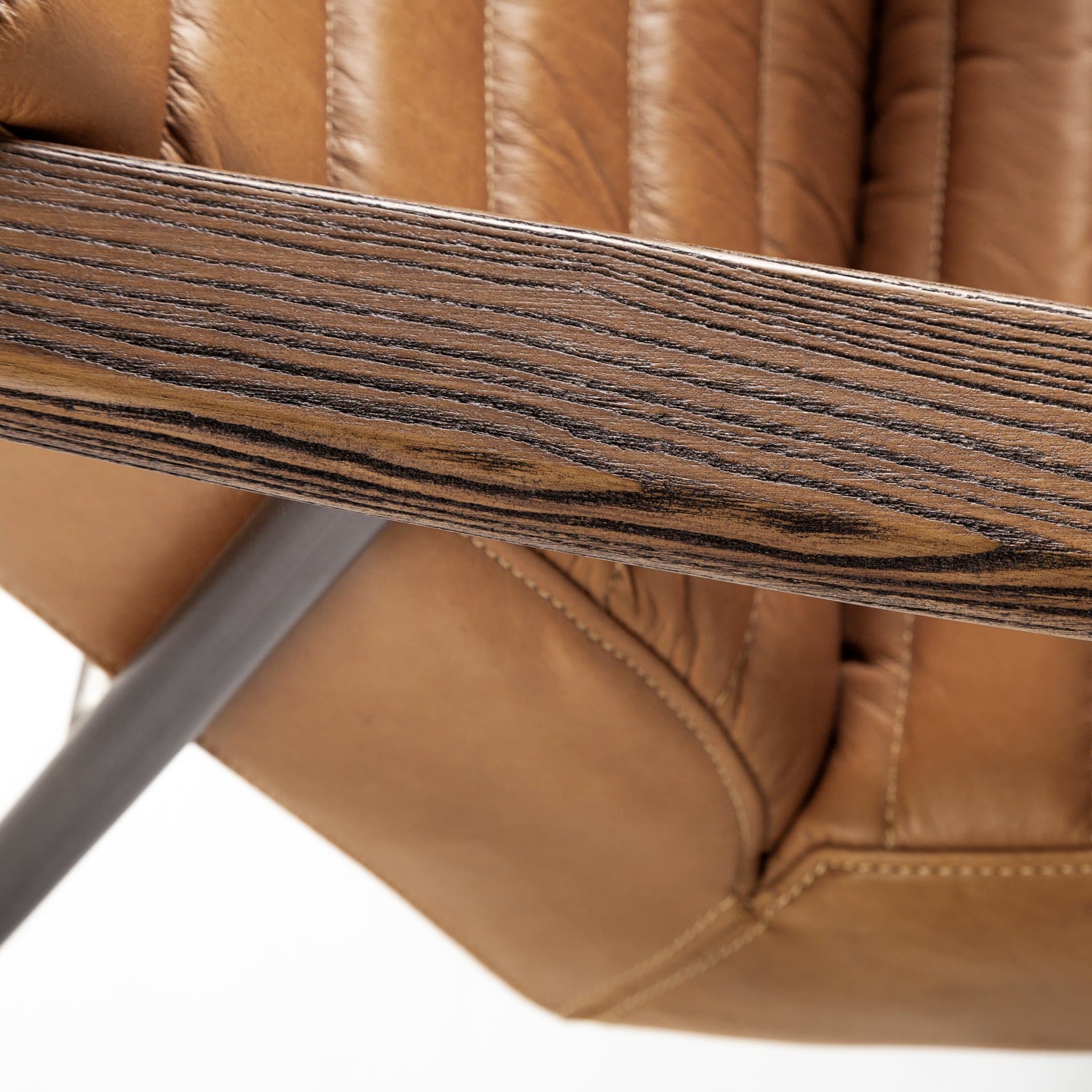 Grosjean Brown Leather Wrap Metal Frame Accent Chair — product photograph