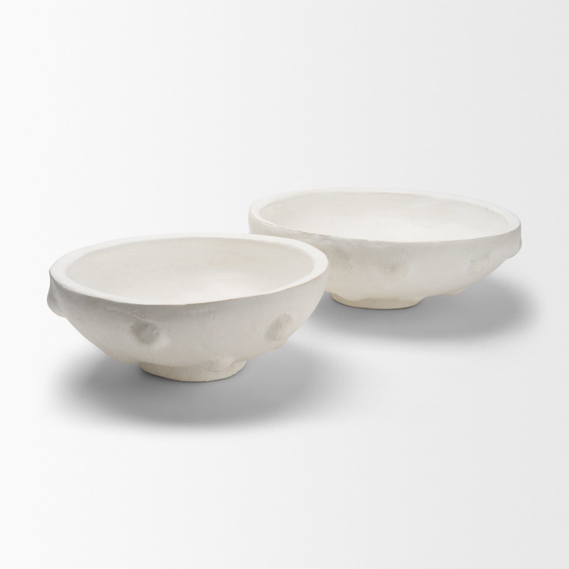Punto Small White Paper Mache Dotted Centerpiece Bowl — product photograph