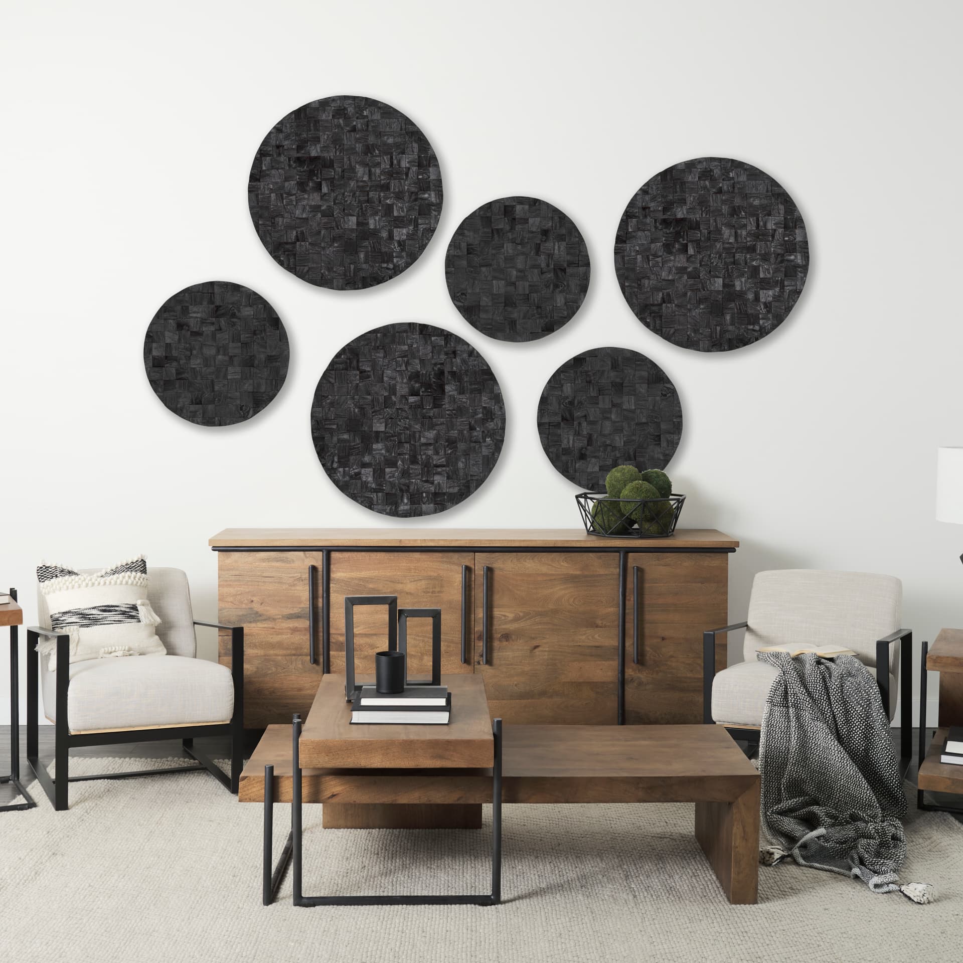 Into the Abyss I Dark Brown Wood 24" Wall Decor — in a styled room