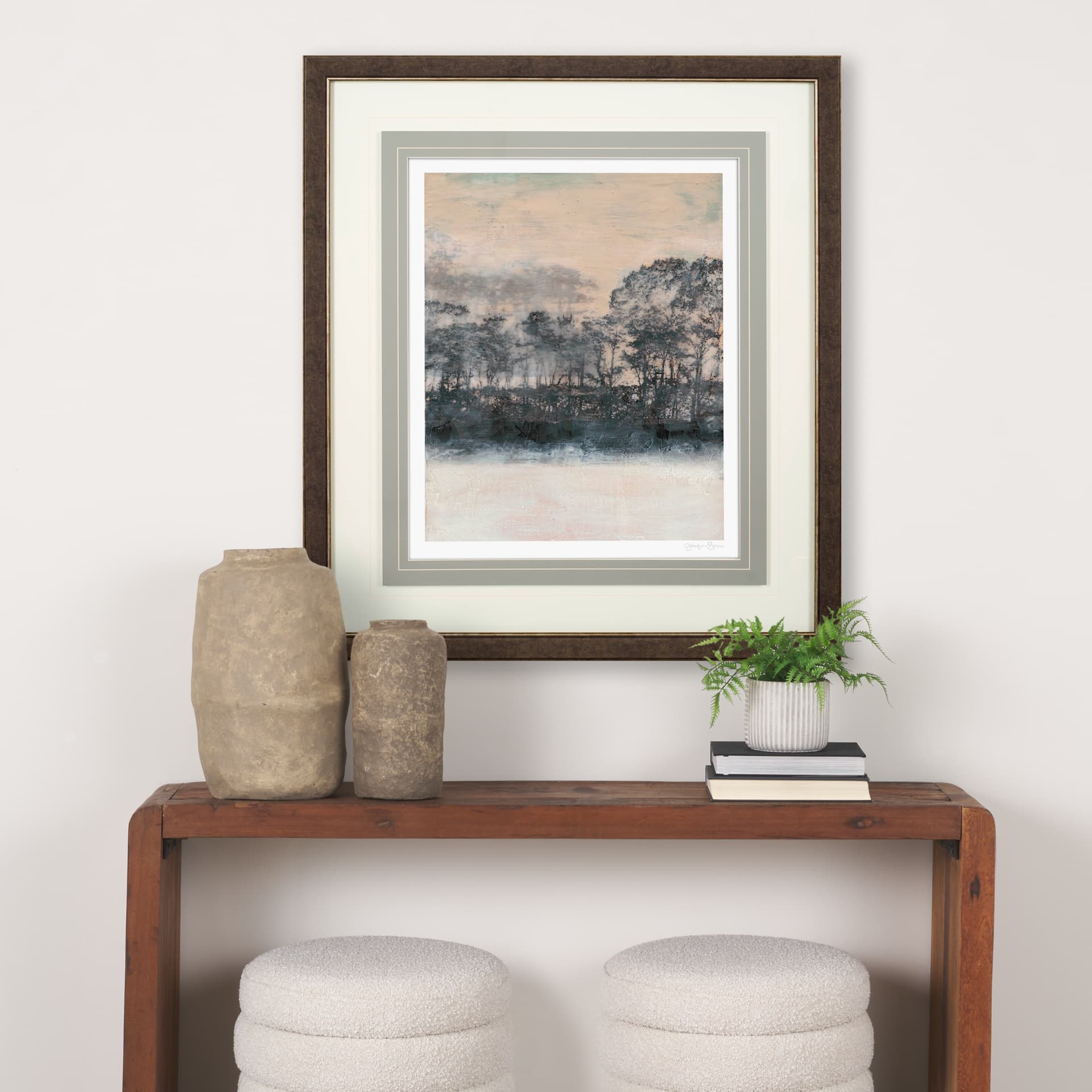 66 by Jennifer Goldberger a Framed Art Print Matted under Glass — in a styled room