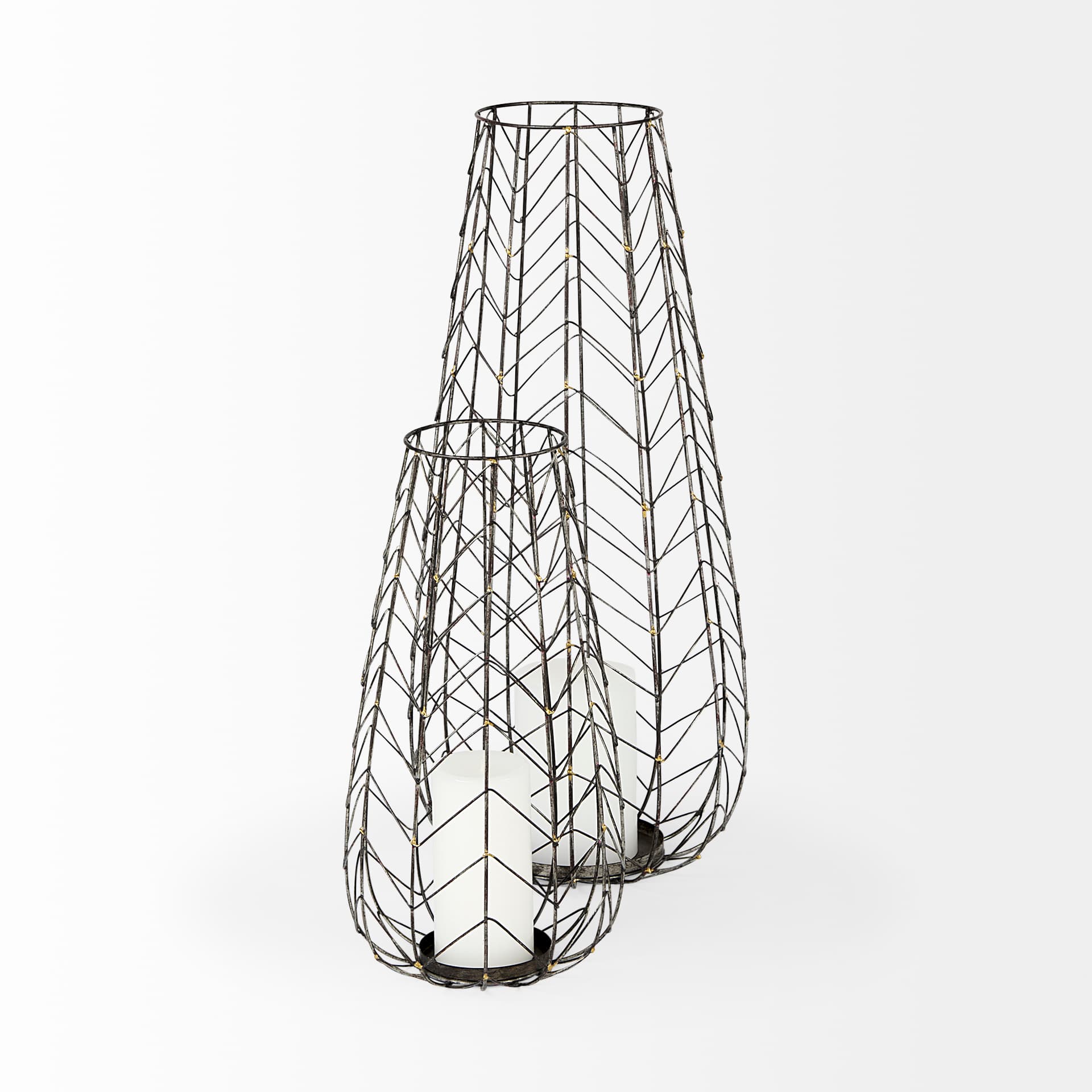 Petiole II Large Gold Toned Metal Table Candle Holder — product photograph