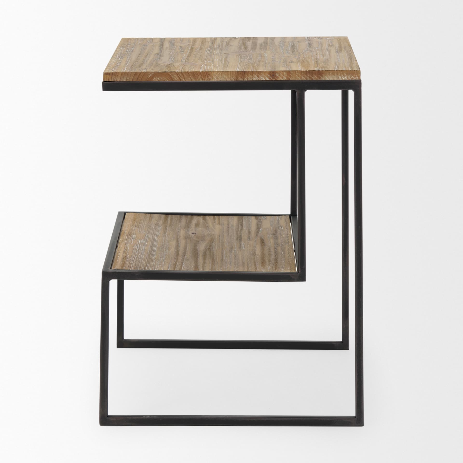 Ronin 22"H Square 2-Tier Wood w/ Black Metal Accent Table — product photograph