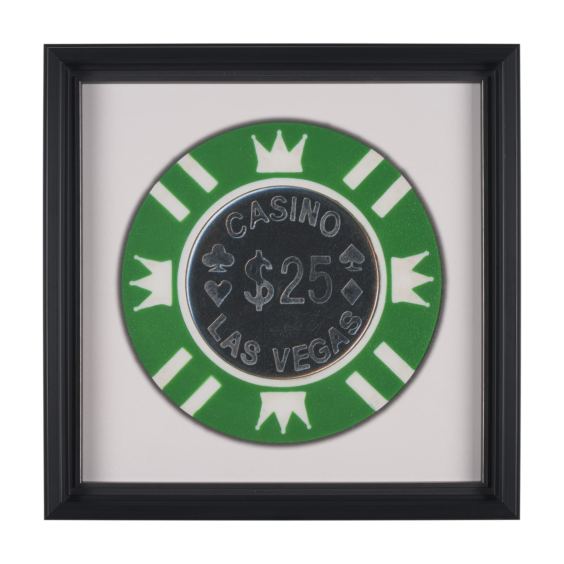 Casino 25 Dollar Vegas Poker Chip By Zap Studio Framed Art Photograph Print under Glass — product photograph