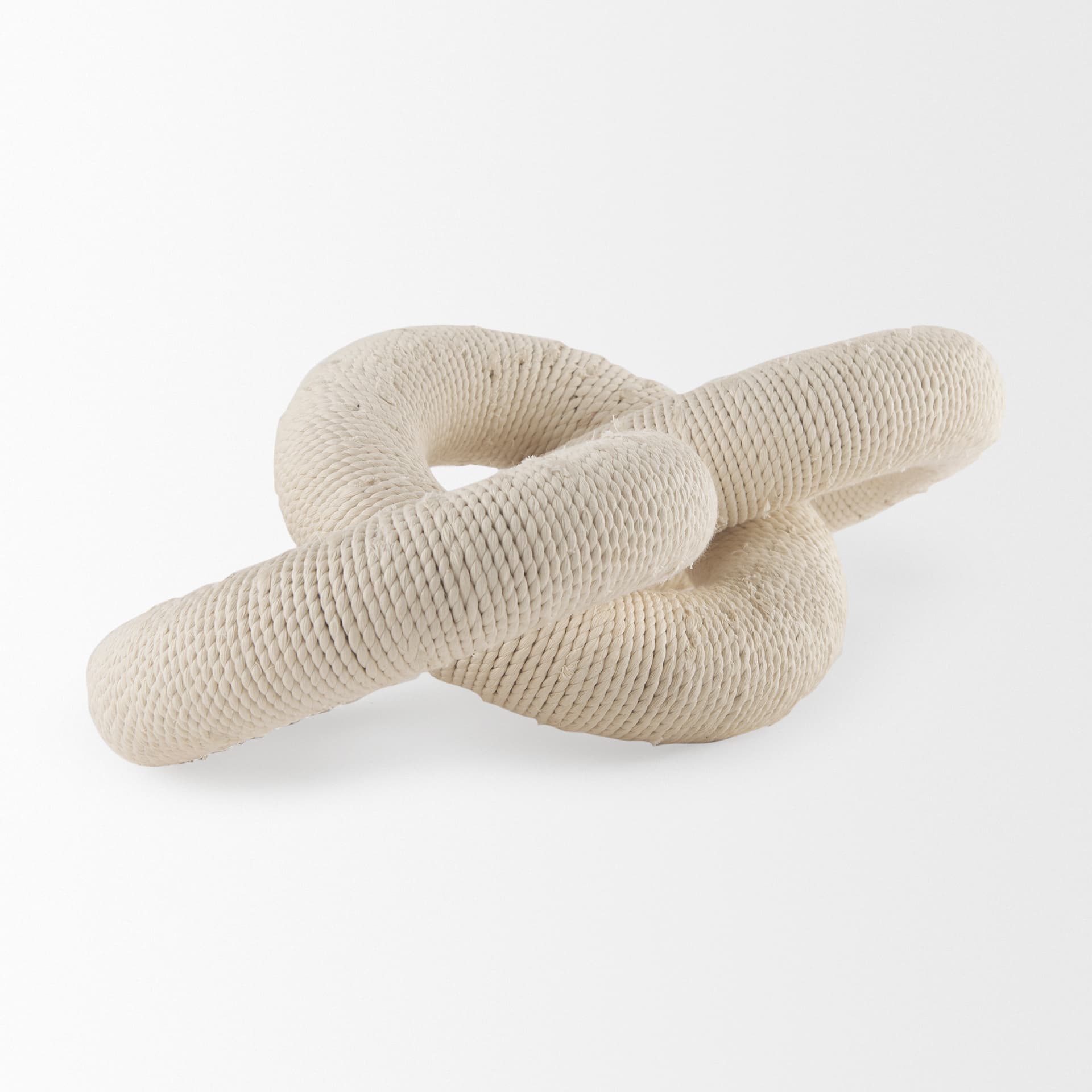 Alize Cotton Rope Wrapped Solid Wood Circular Chain Link Decorative Object — product photograph