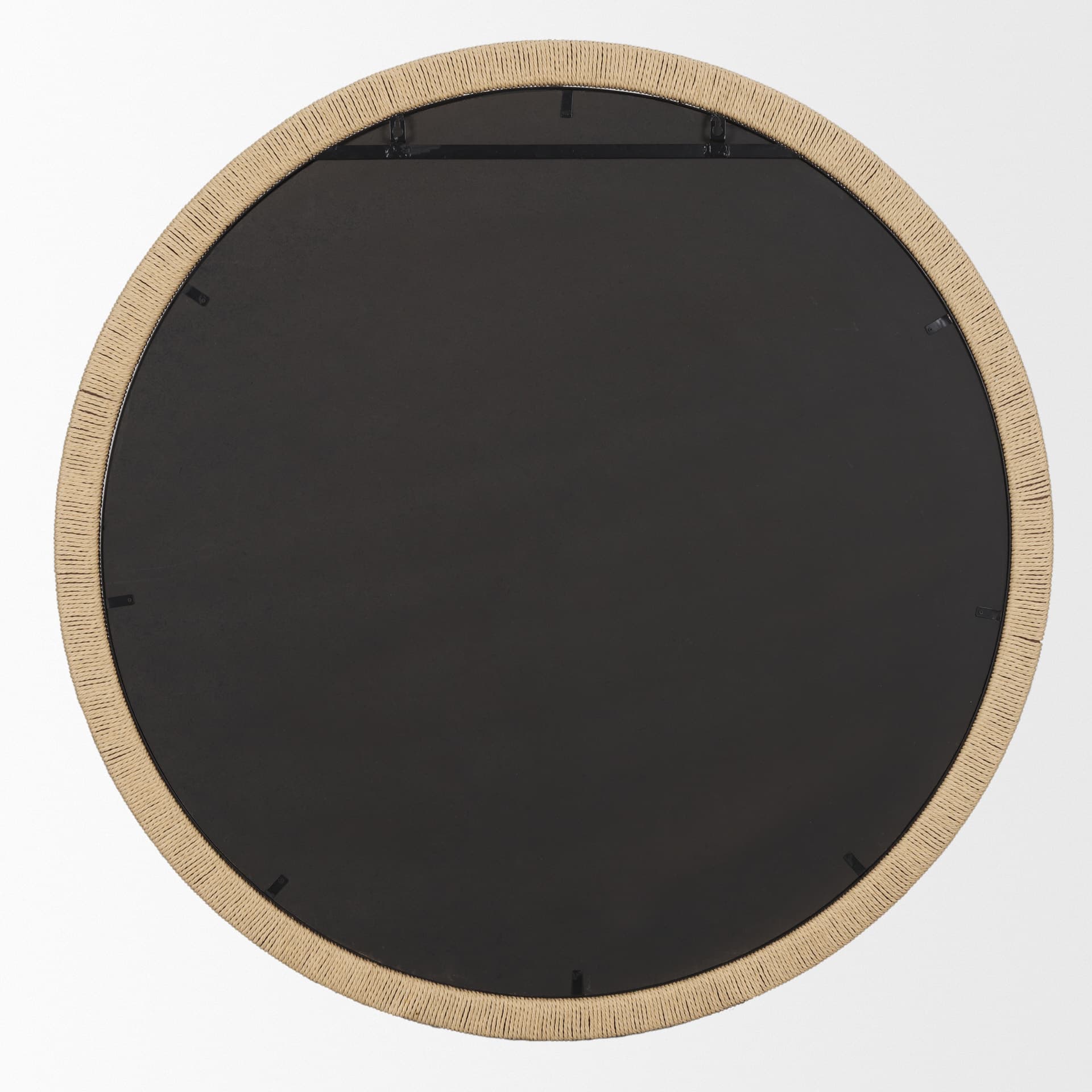 Vasie Black Wood w/ Jute Round Mirror — product photograph