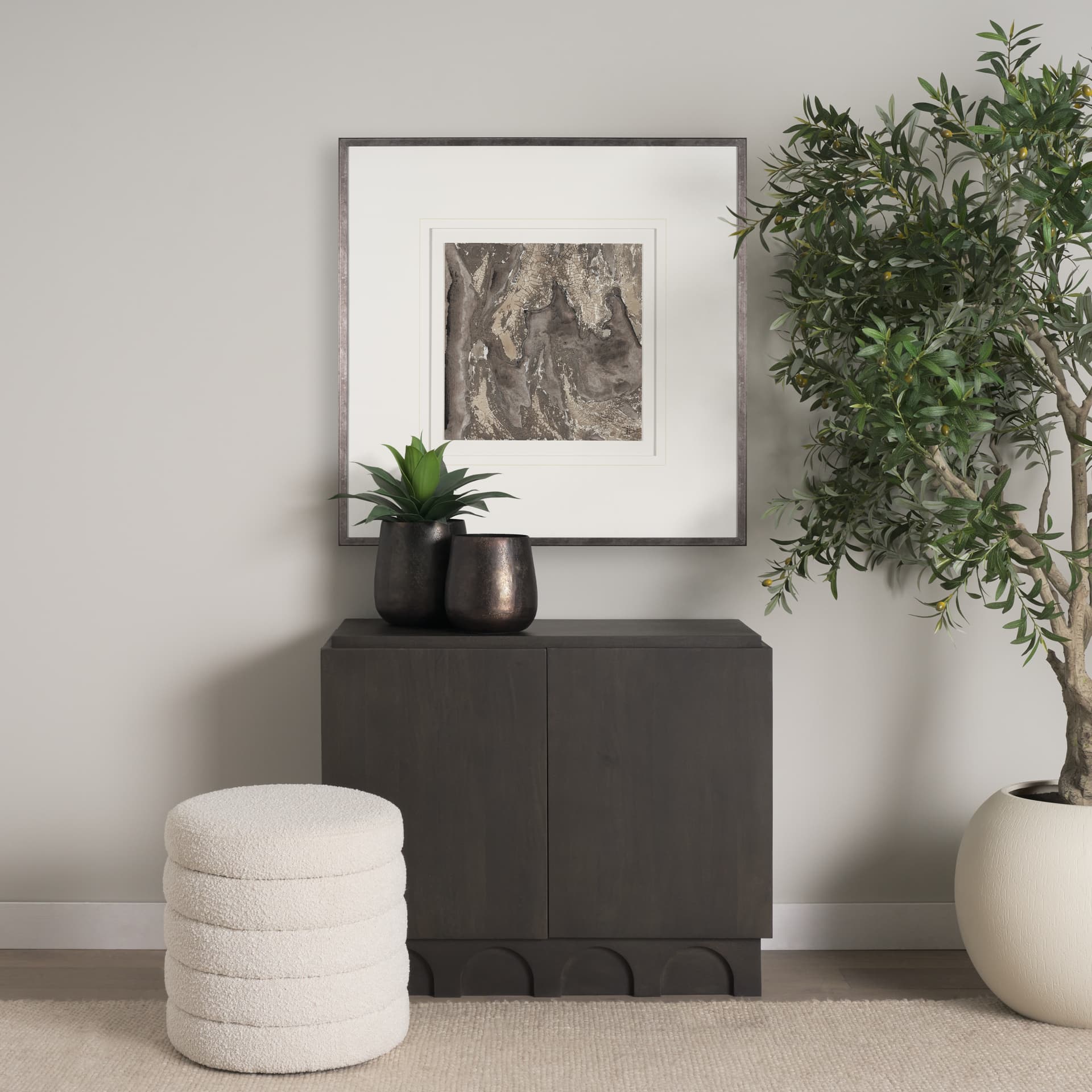 Evergreen Bark by Studio M a handmade Original Framed Artwork under Glass — in a styled room