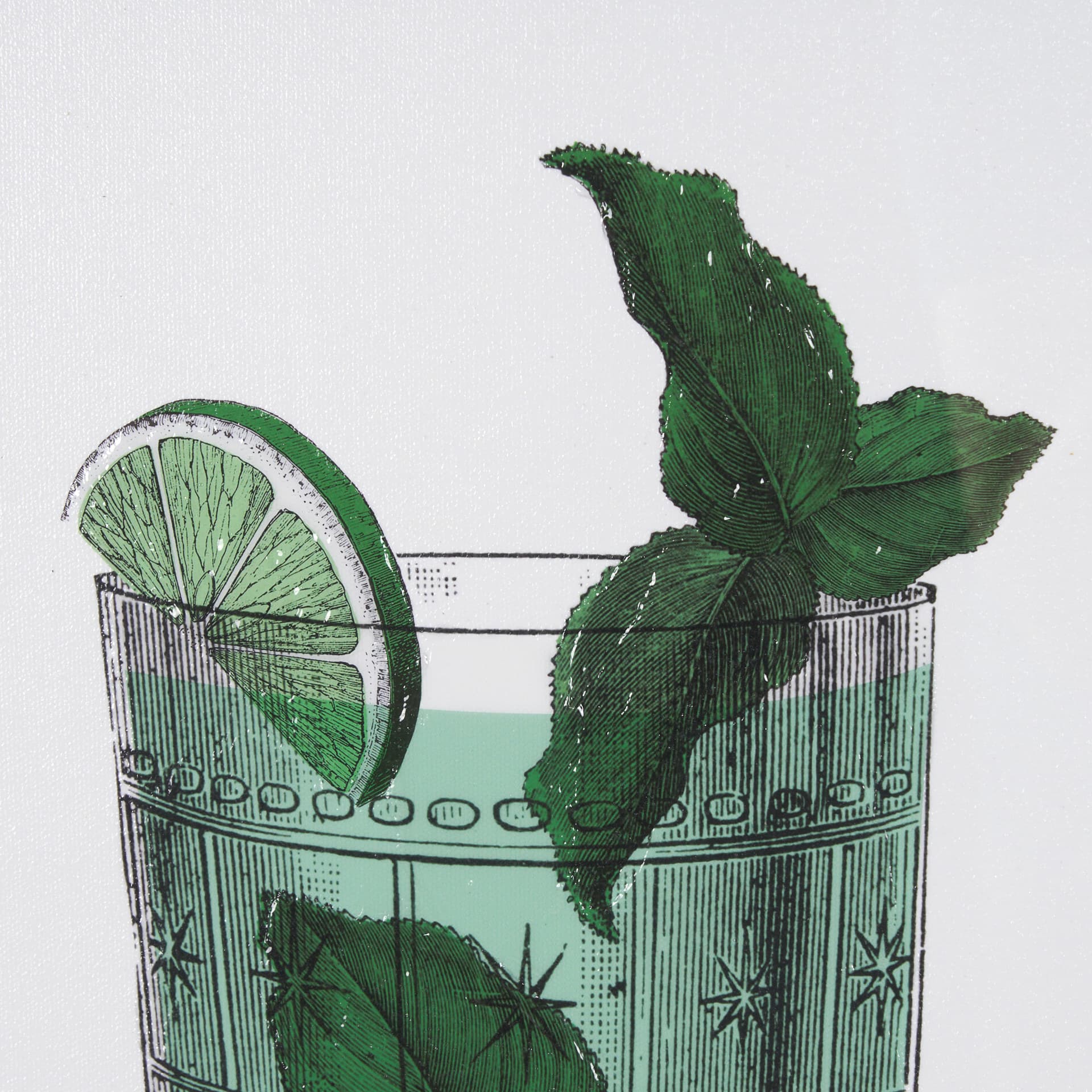 Vintage Cocktails-Mojito by Gwen Aspell Hand Embelished Textured Framed Art Print Matted under Glass — product photograph