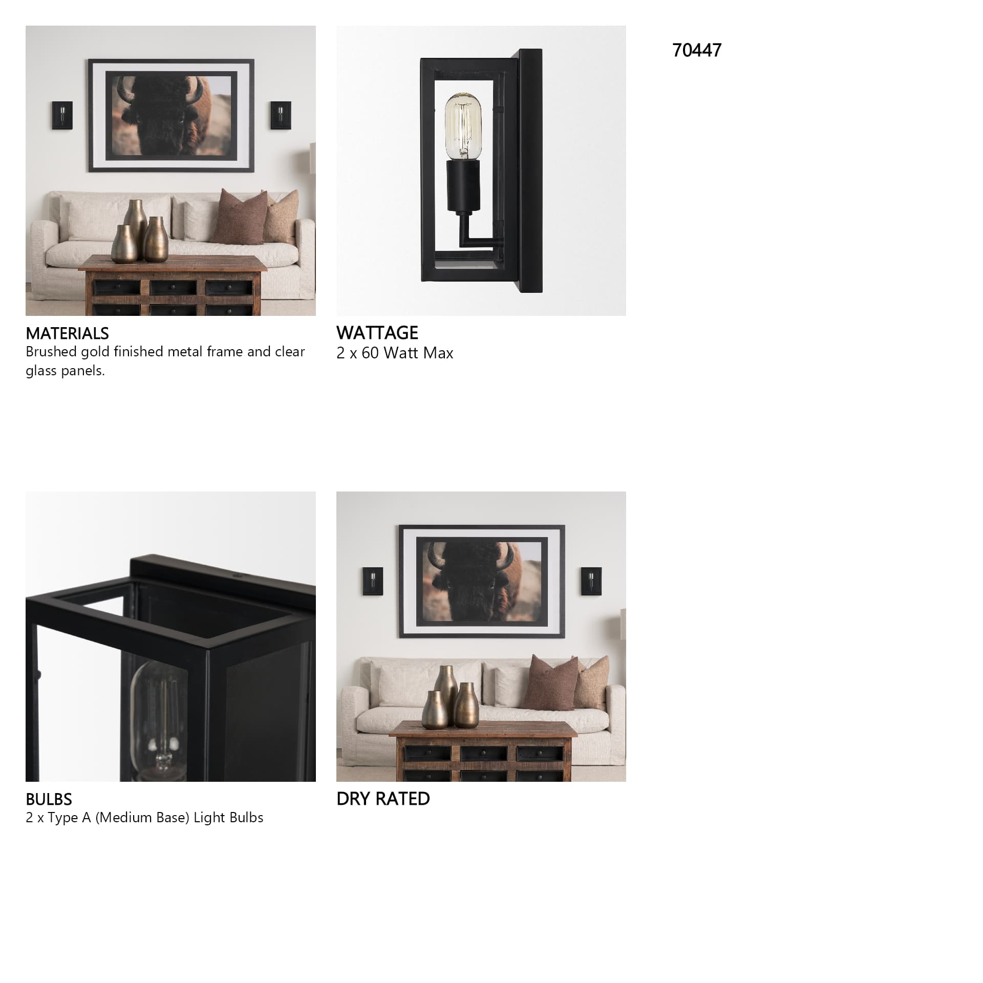 Cairn Matte Black Metal w/ Glass 1-Light Wall Sconce — in a styled room
