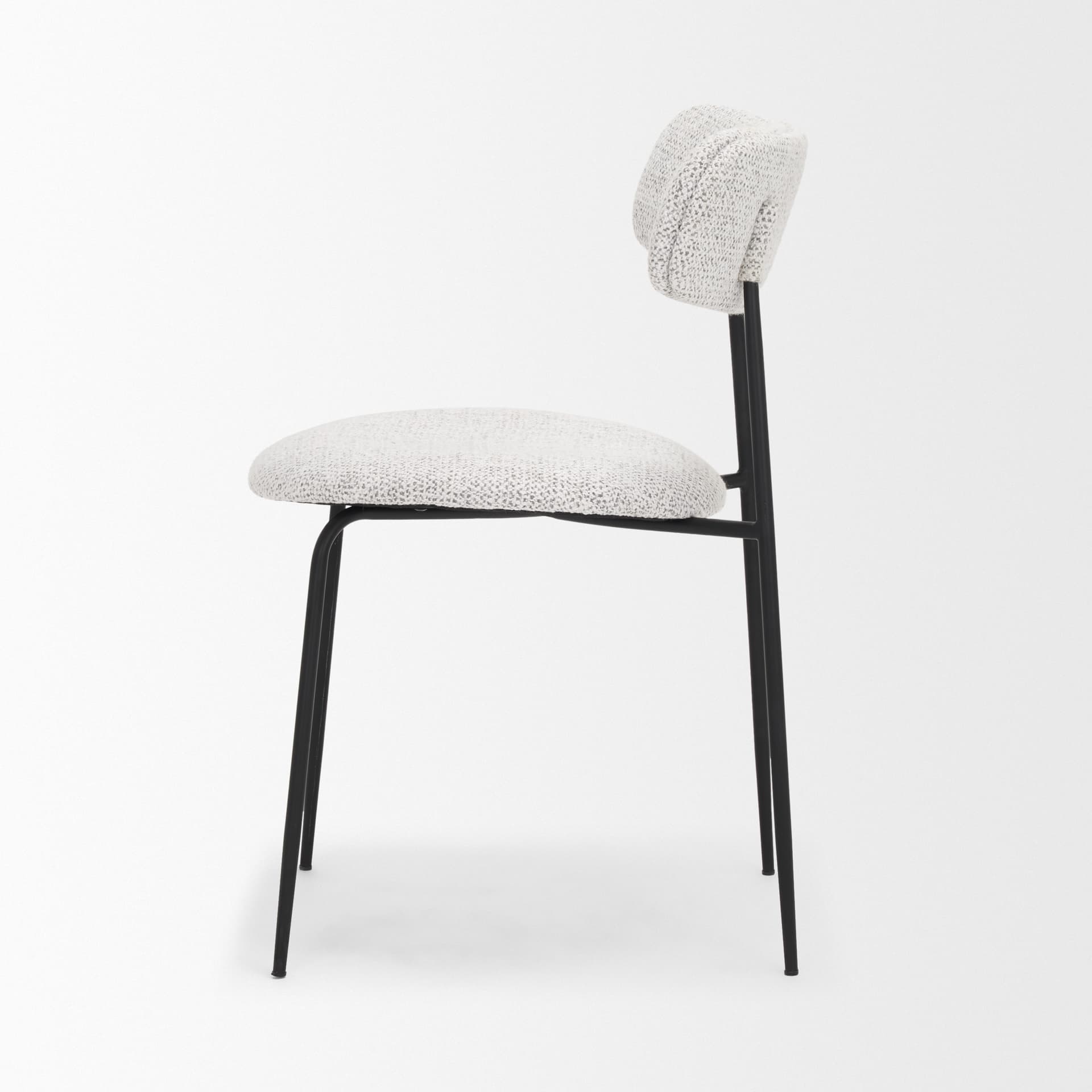 Casey Curved Back Dining Side Chair | Gray Fabric w/ Black Metal — product photograph