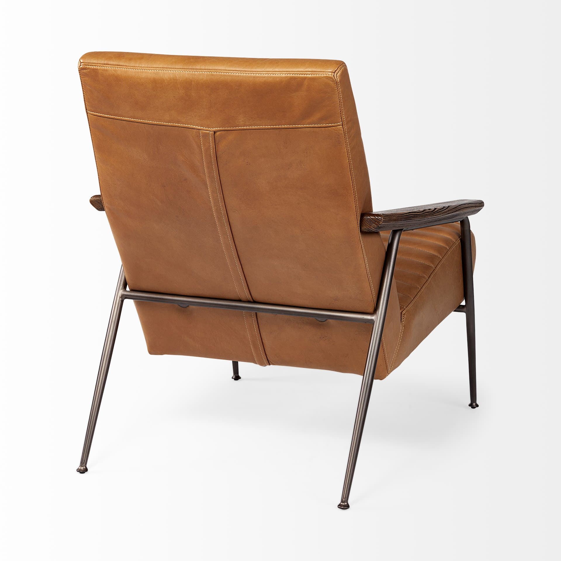 Grosjean Brown Leather Wrap Metal Frame Accent Chair — product photograph