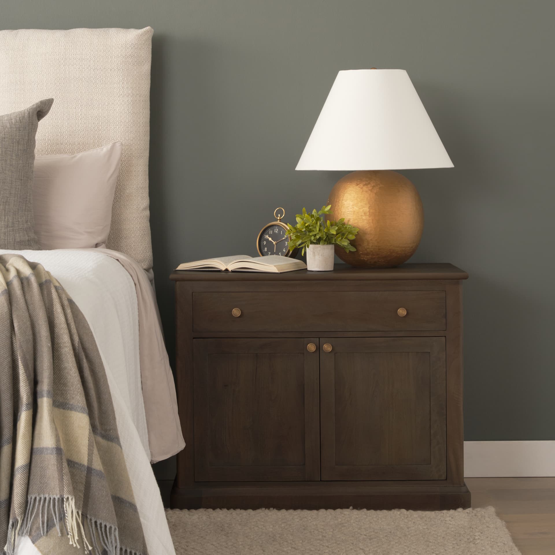 Baron Dark Brown Solid Wood w/ Antique Knobs 2-Door Accent Cabinet — product photograph