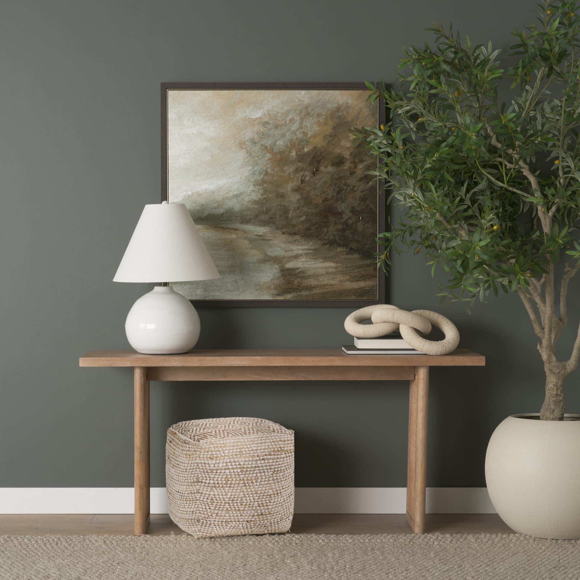 Ekani 16.0L x 16.0W x 16.0H Cream/Beige Cotton Pouf — product photograph