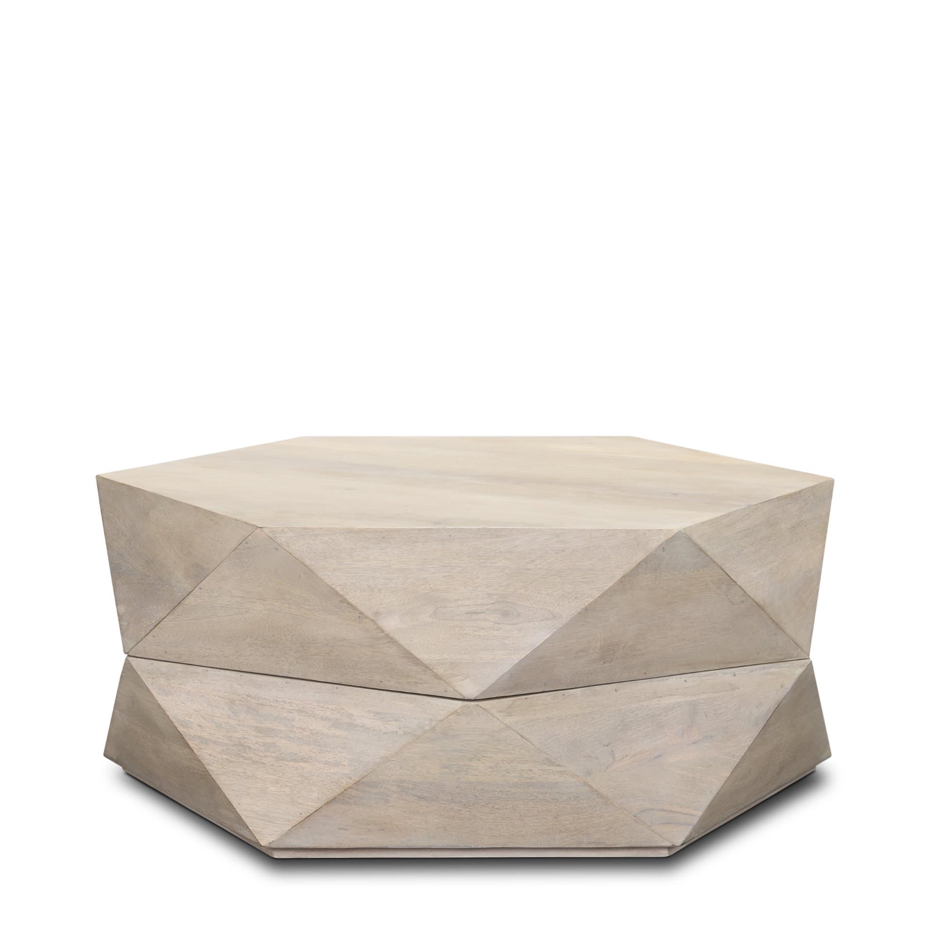 Arreto 36" Hexagonal Hinged Solid Wood Top and Base Coffee Table — product photograph
