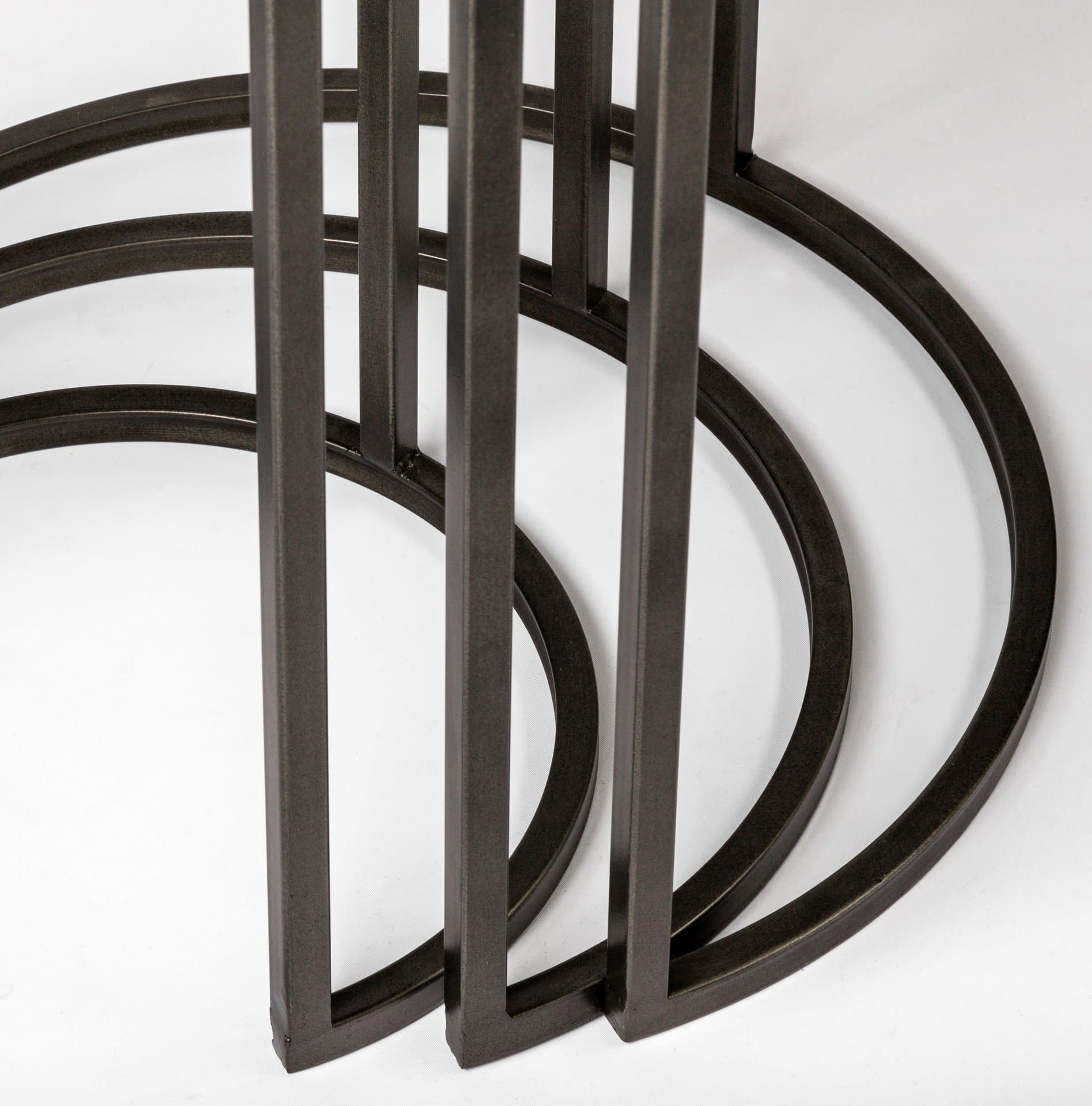 Glover (Set of 3) 20L x 20W Brown Wood Round Top W/Metal Nesting Accent Tables — product photograph