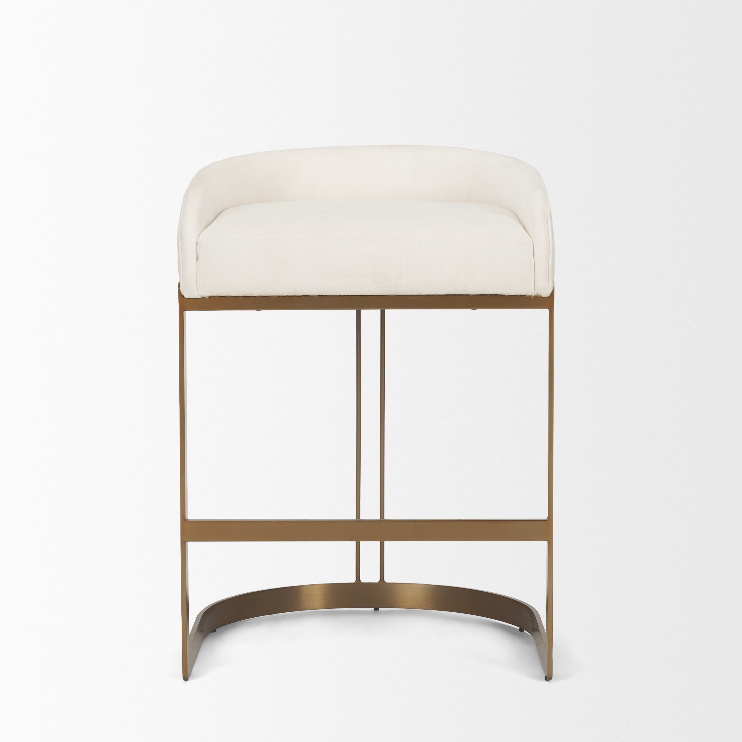 Hollyfield Low Back 24.75in Seat Counter Stool | Cream Fabric w/ Metal — product photograph