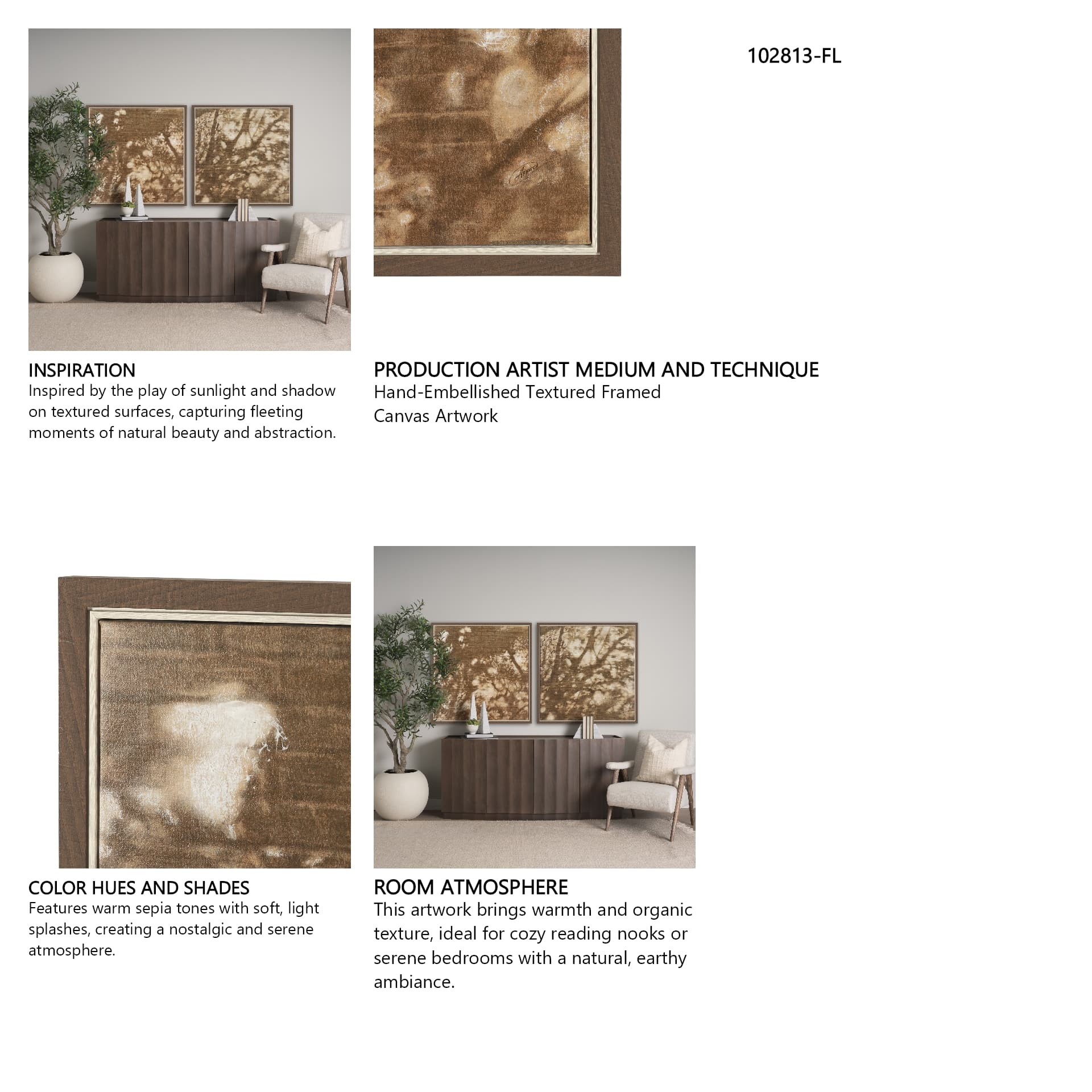 Wall of Shadows I by Mercana Studio Hand-Embellished Textured Framed Canvas Artwork — in a styled room