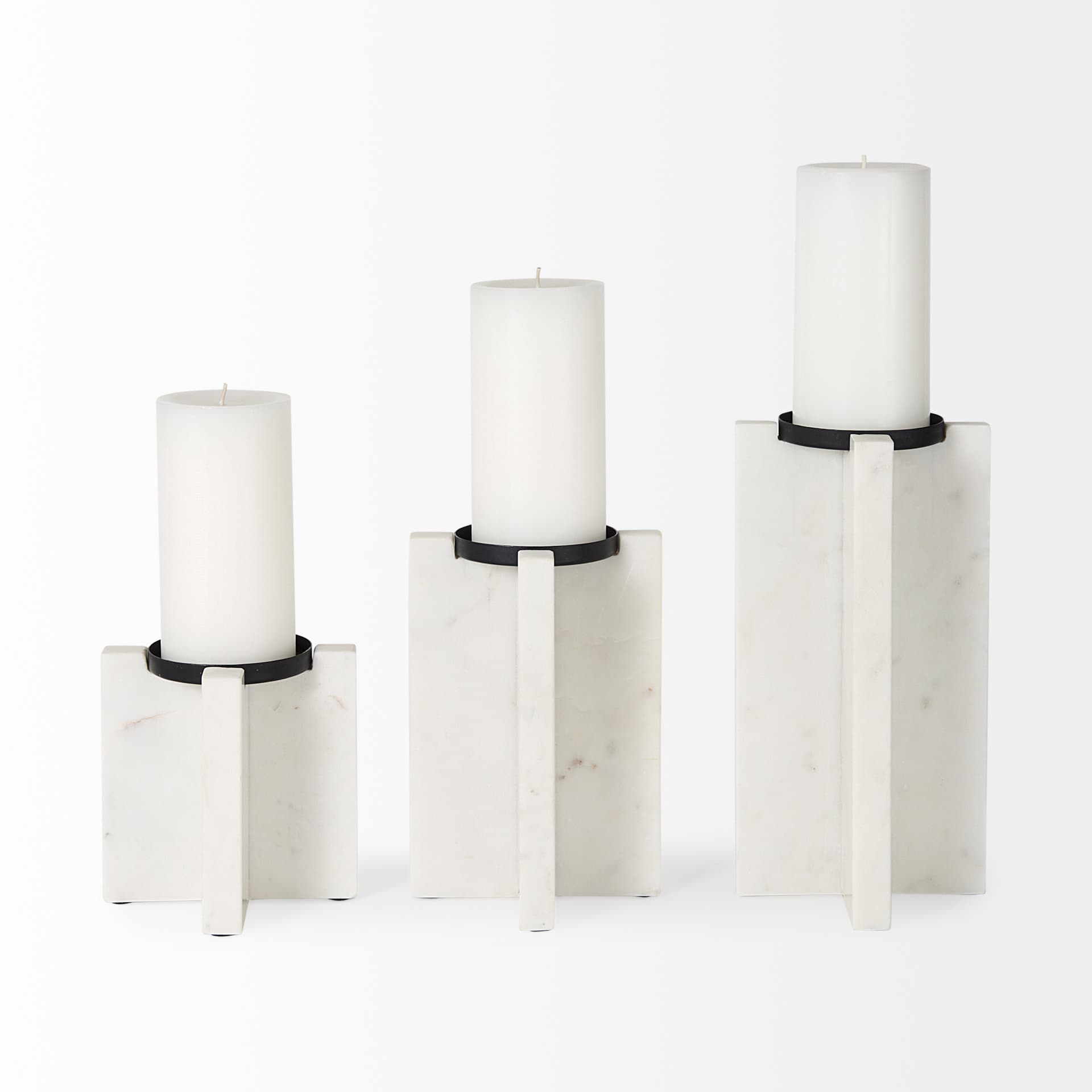 Sophia 5.5"L x 3.5"W x 10.5"H Marble Candle Holder Large — product photograph