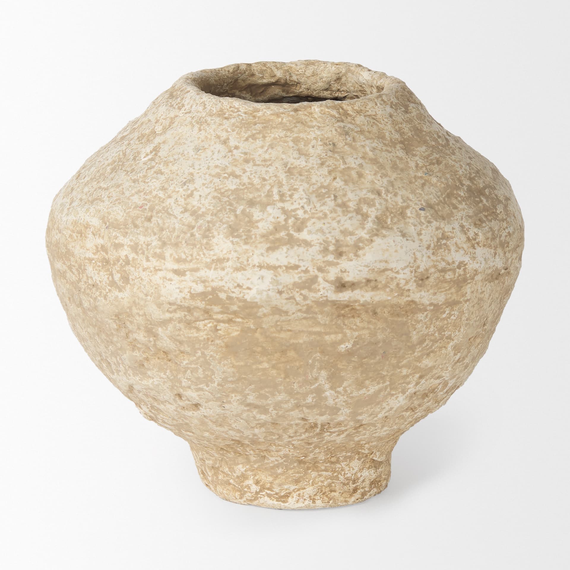 Ritu Small Beige Paper Mache Pot Vase — product photograph