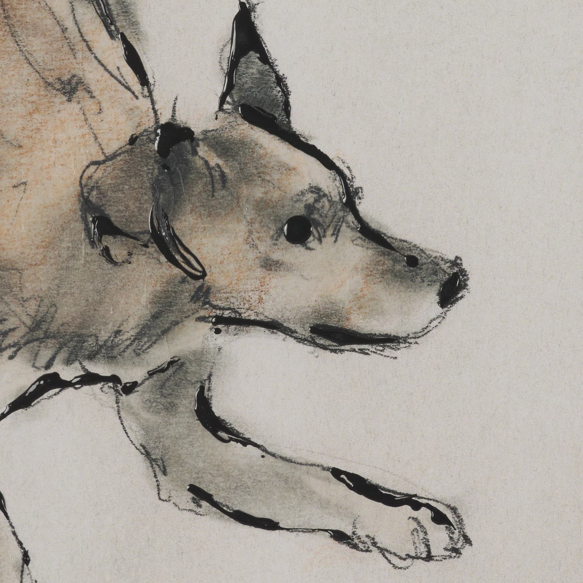 Playful Pup I by Mercana Studio Hand Embelished Framed Artwork Matted under Glass — product photograph