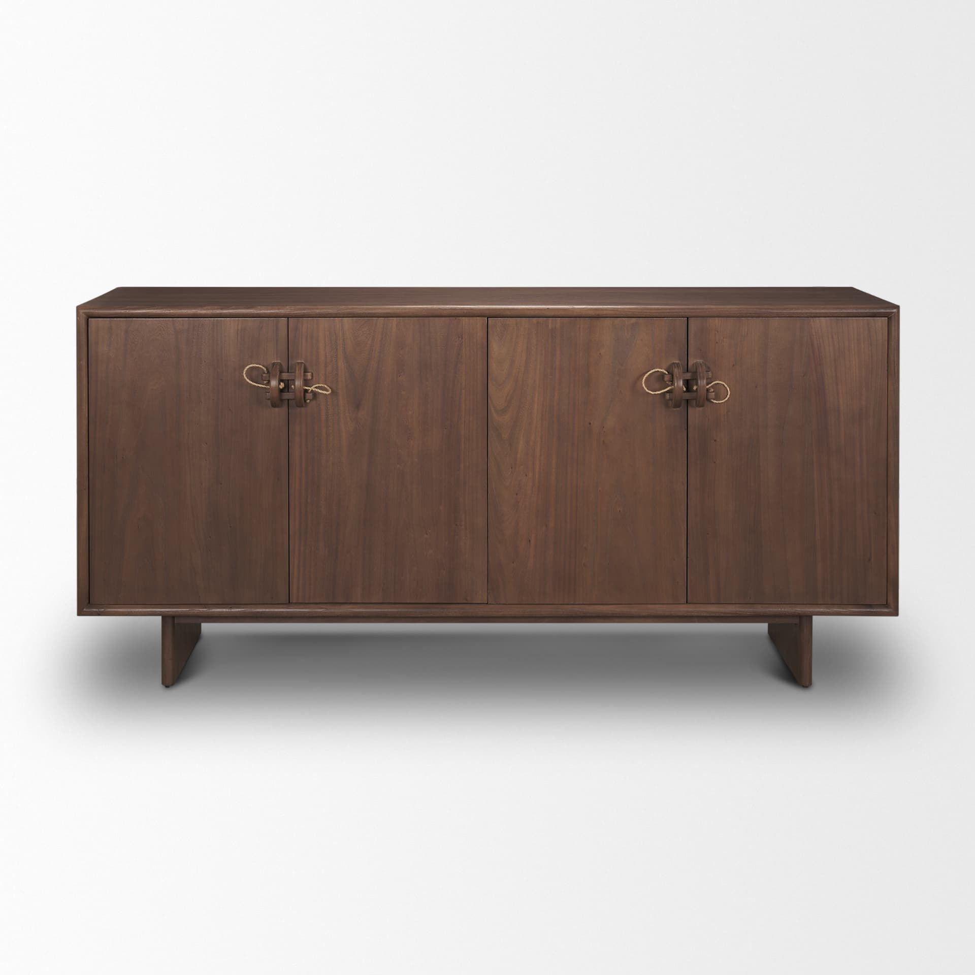 Varenna 4 Door Dark Brown Wood w/ Rope Handles Sideboard — product photograph
