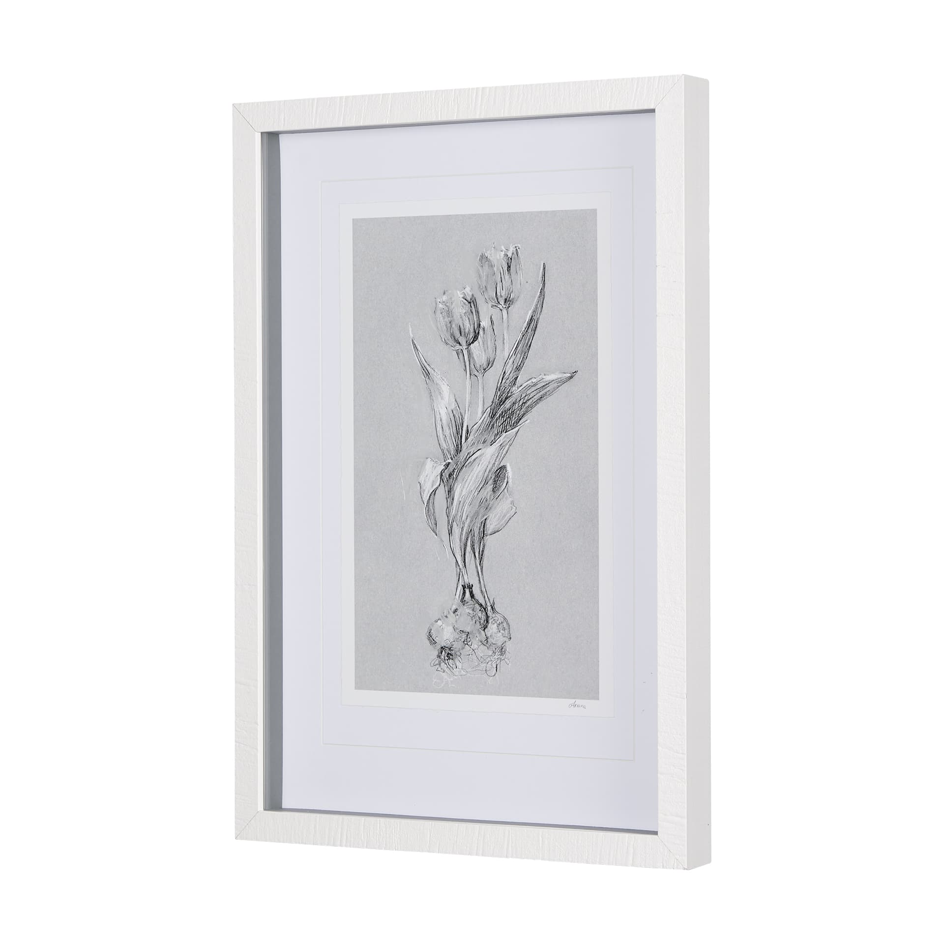 Botanical sketches I (Grey) by Mercana Studio Hand Embellished Framed Art Print Matted under Glass — product photograph