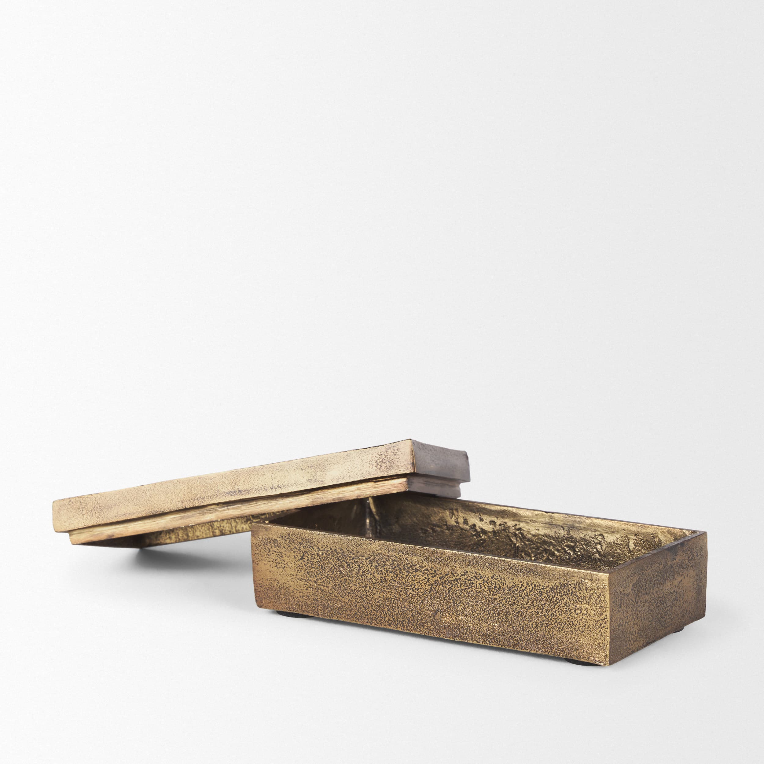 Porschia Small Antiqued Gold Metal Decorative Box — product photograph