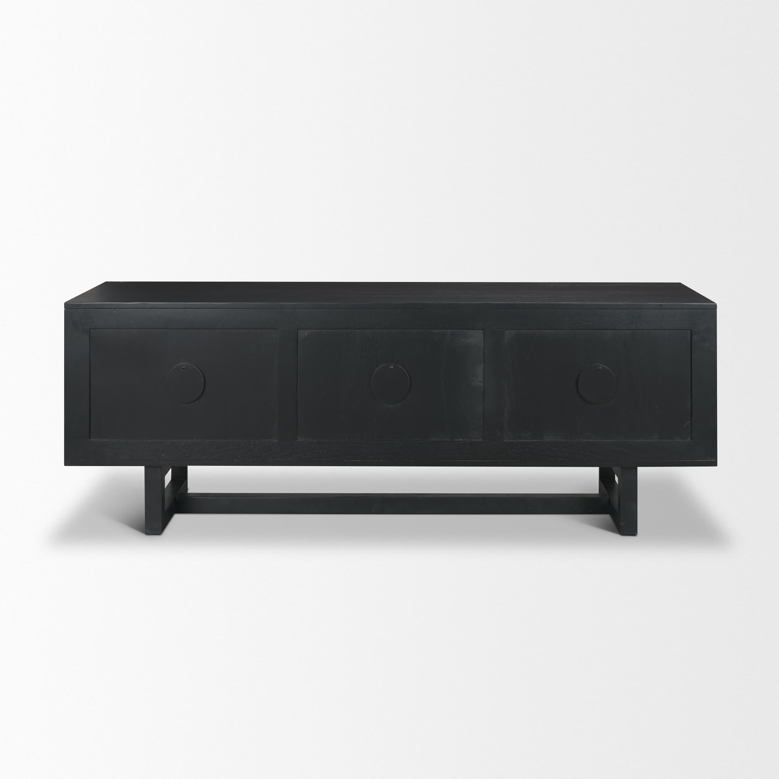 Grier 65" Black Solid Wood W/ Black Cane Media Console — product photograph