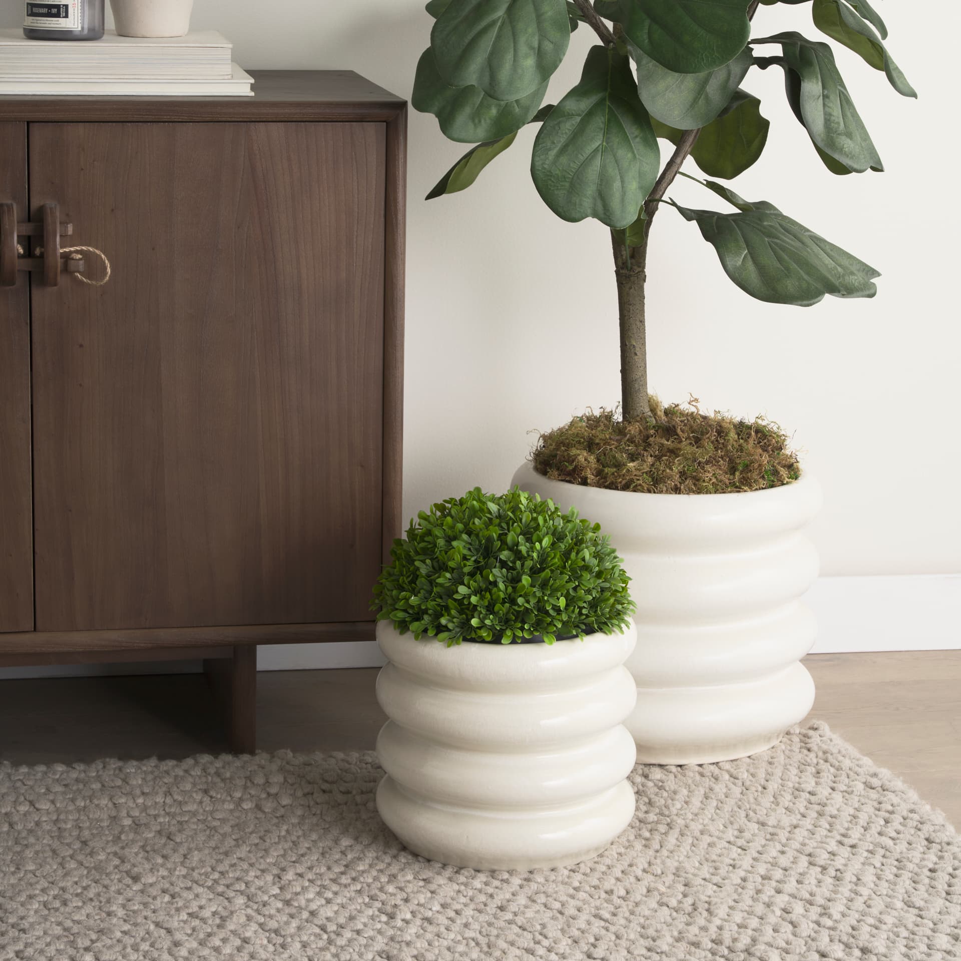 Twyla Tall Cream Glazed Floor Ceramic Vase — product photograph