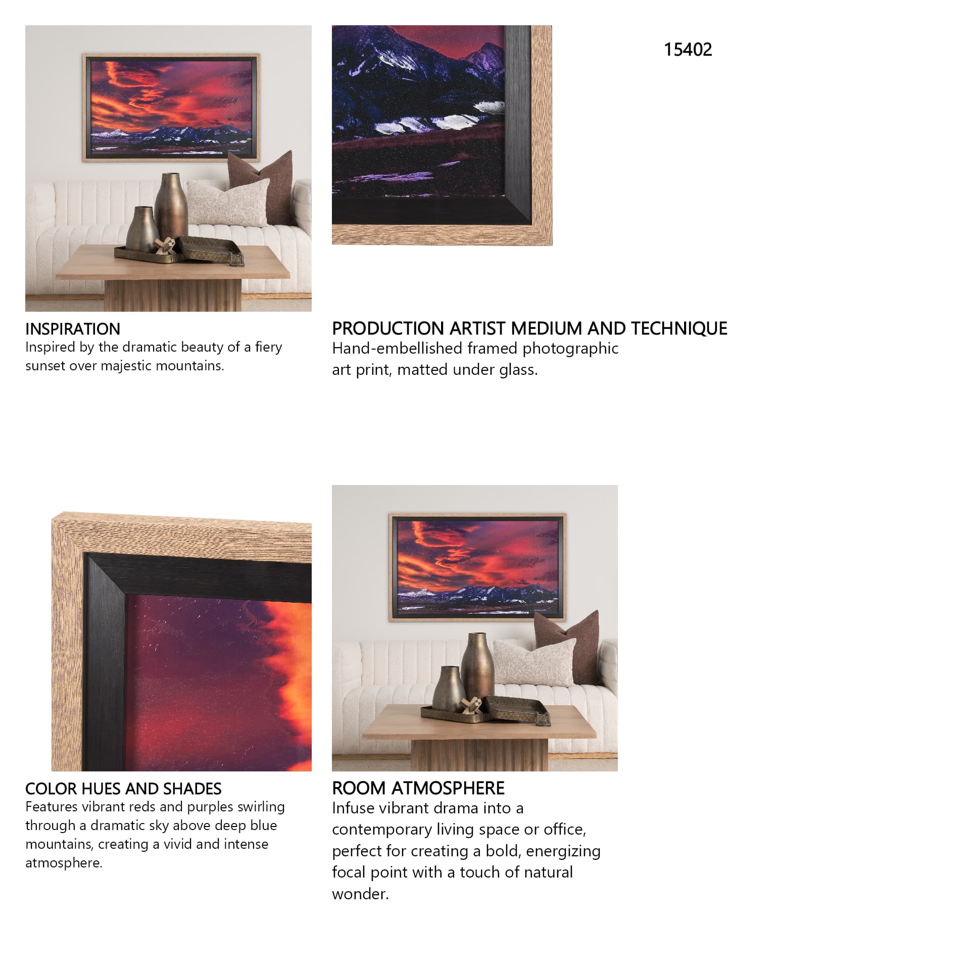 Livingston Peak by Gary Blatter a Hand Embelished Textured Framed Photo Art Print Matted under Glass — in a styled room