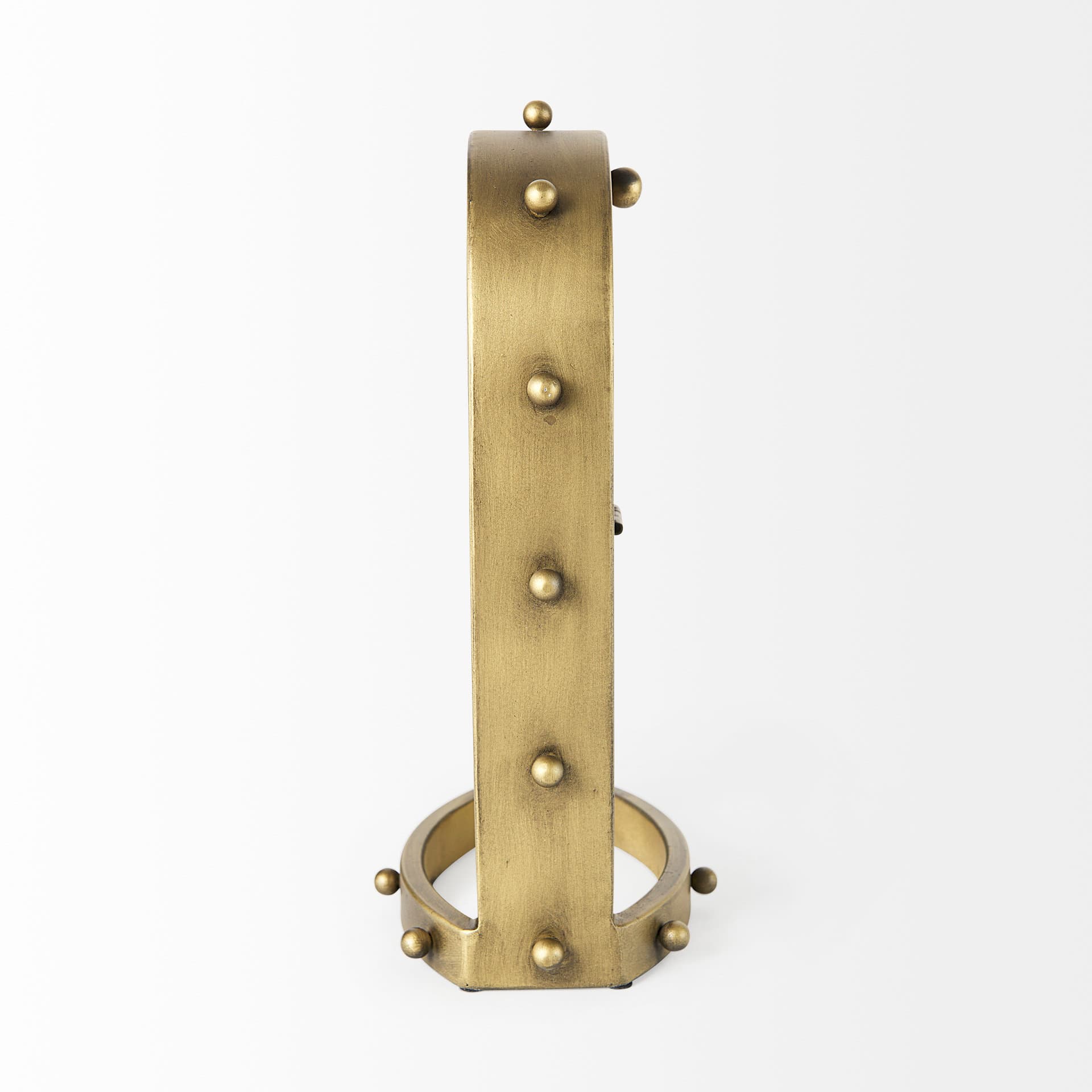 Marian 7.5L x 5.7W x 13.0H Gold Studded Table Clock — product photograph