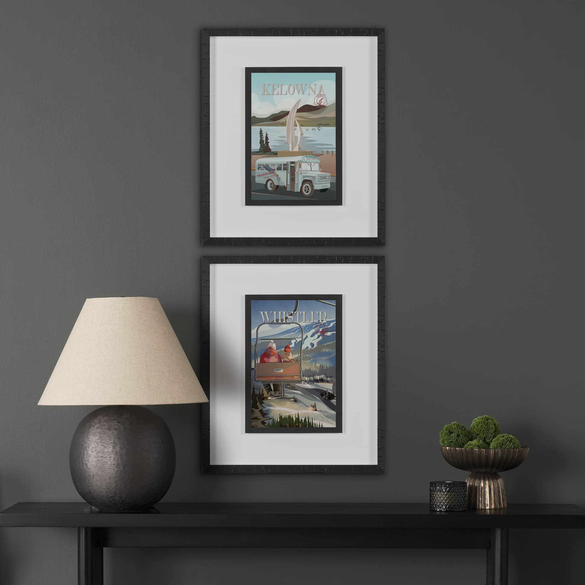 Whistler Go Canada (M) by Mercana Studio a Framed Art Print Matted under Glass — in a styled room