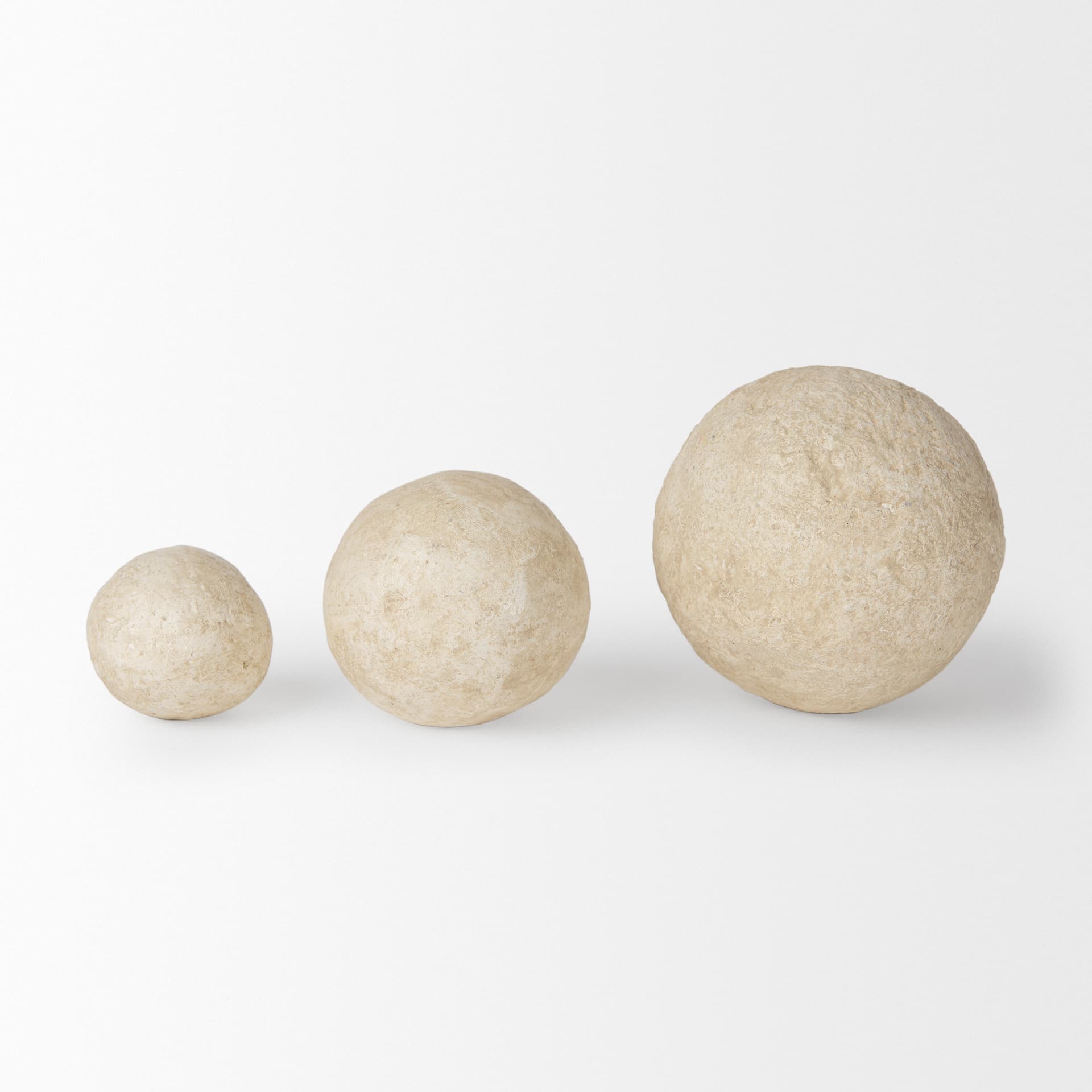 Sunita Set of 3 Beige Paper Mache Orbs — product photograph