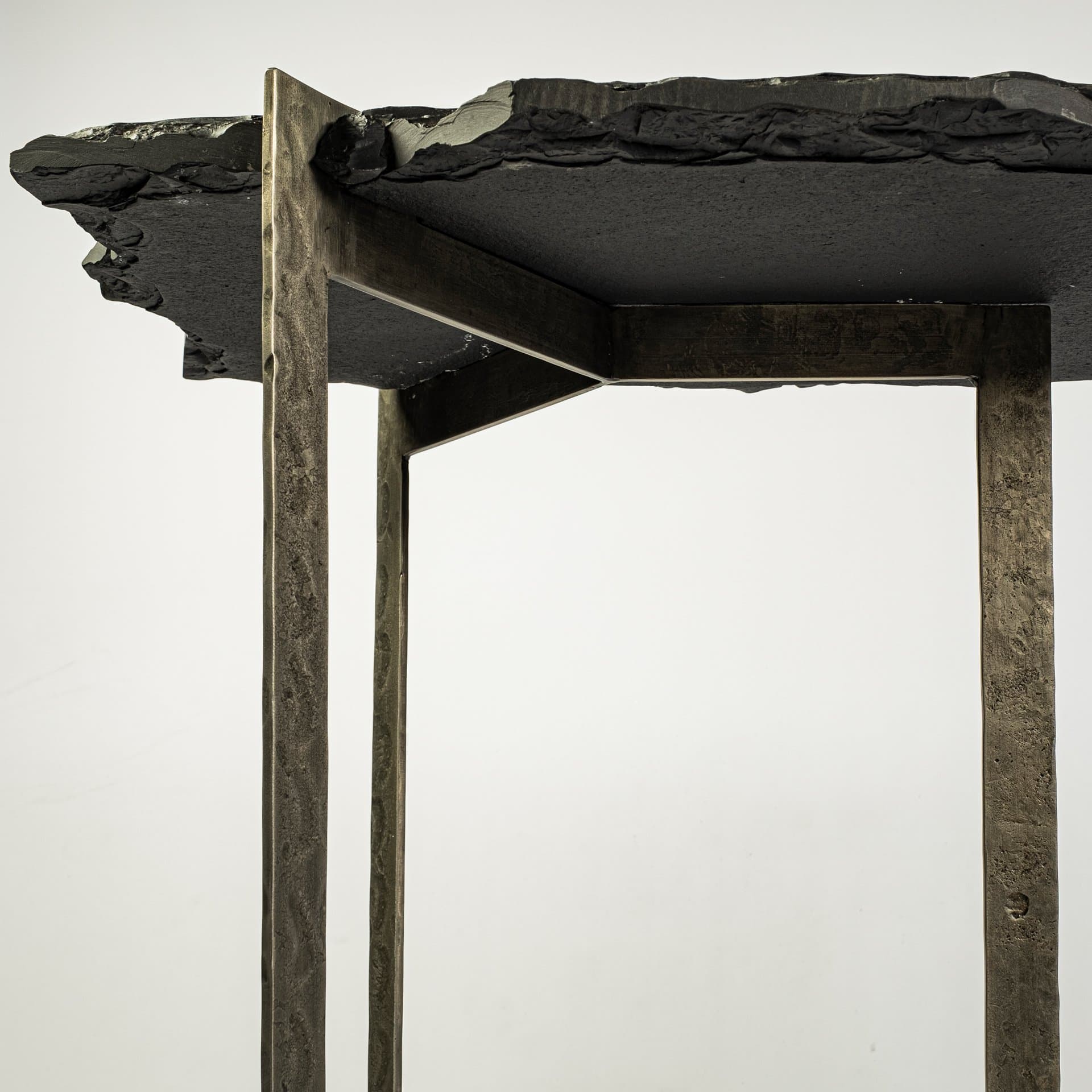 Shale III 50L x 20W Black Live-Edge Slate and Iron Console Table — product photograph