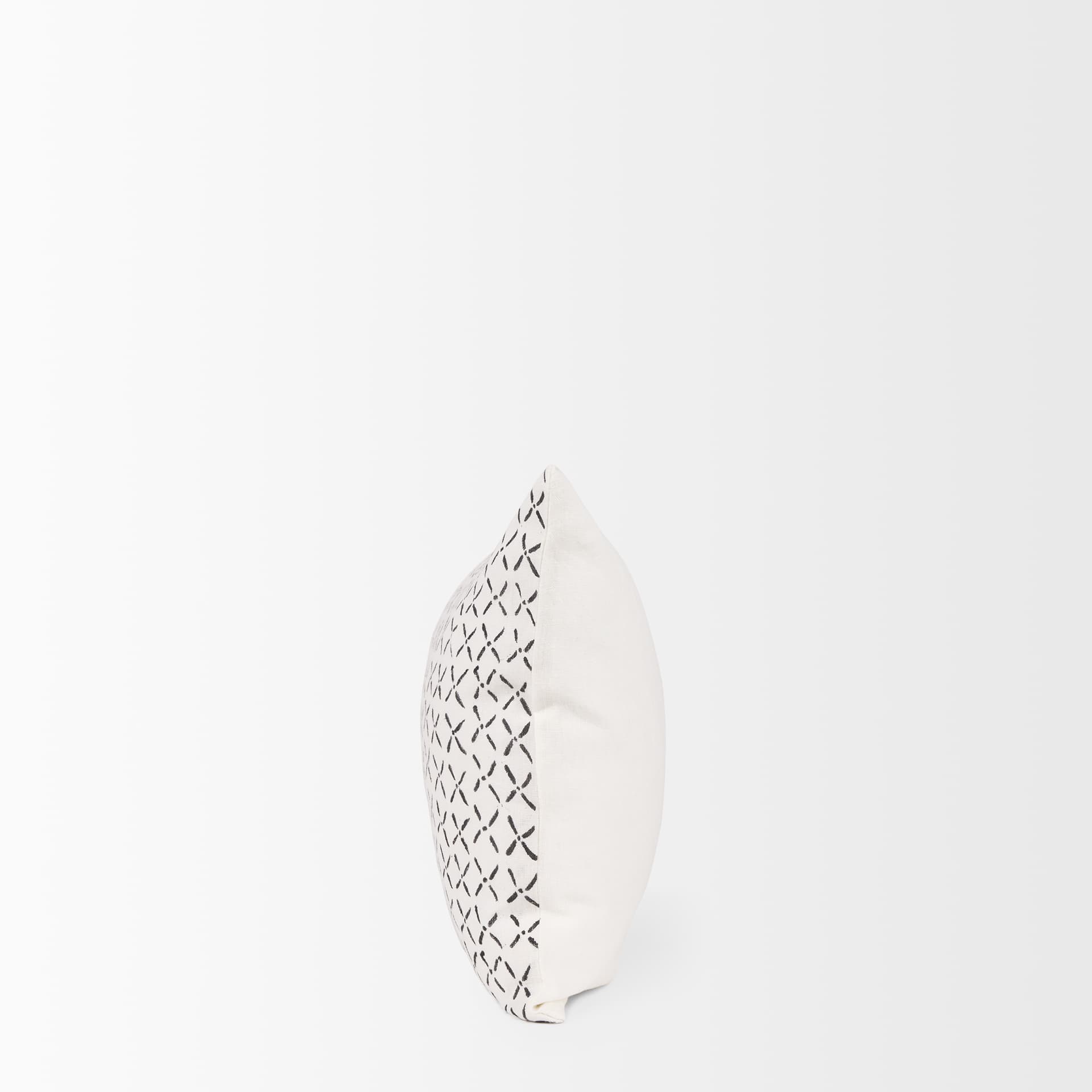 Jayden 14x26 Cream w/ Black Print Linen Lumbar Pillow Cover — product photograph